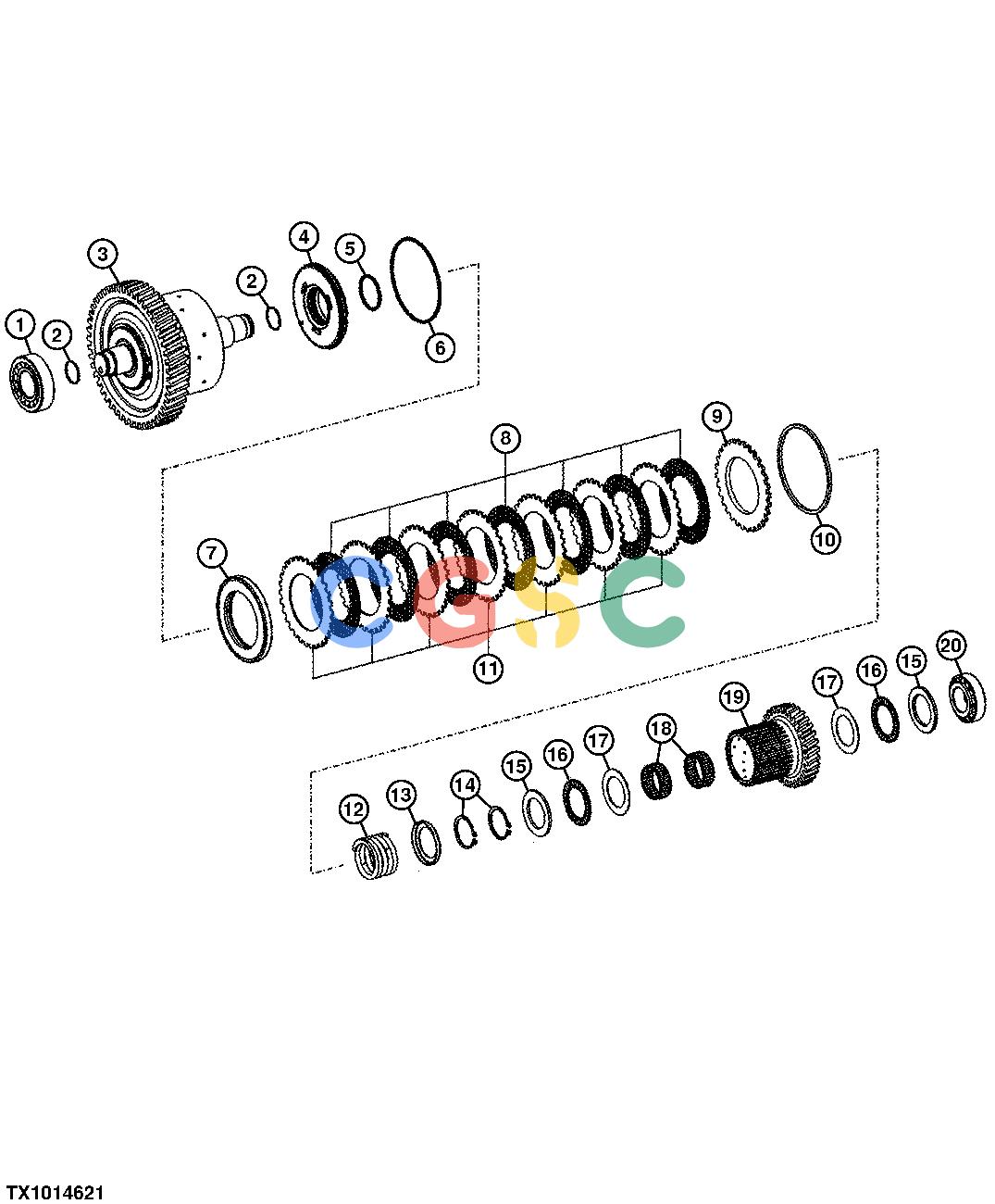 约翰迪尔零件查询410K TC - BACKHOE, LOADER High Range Forward Clutch AssemblyEPC John Deere online