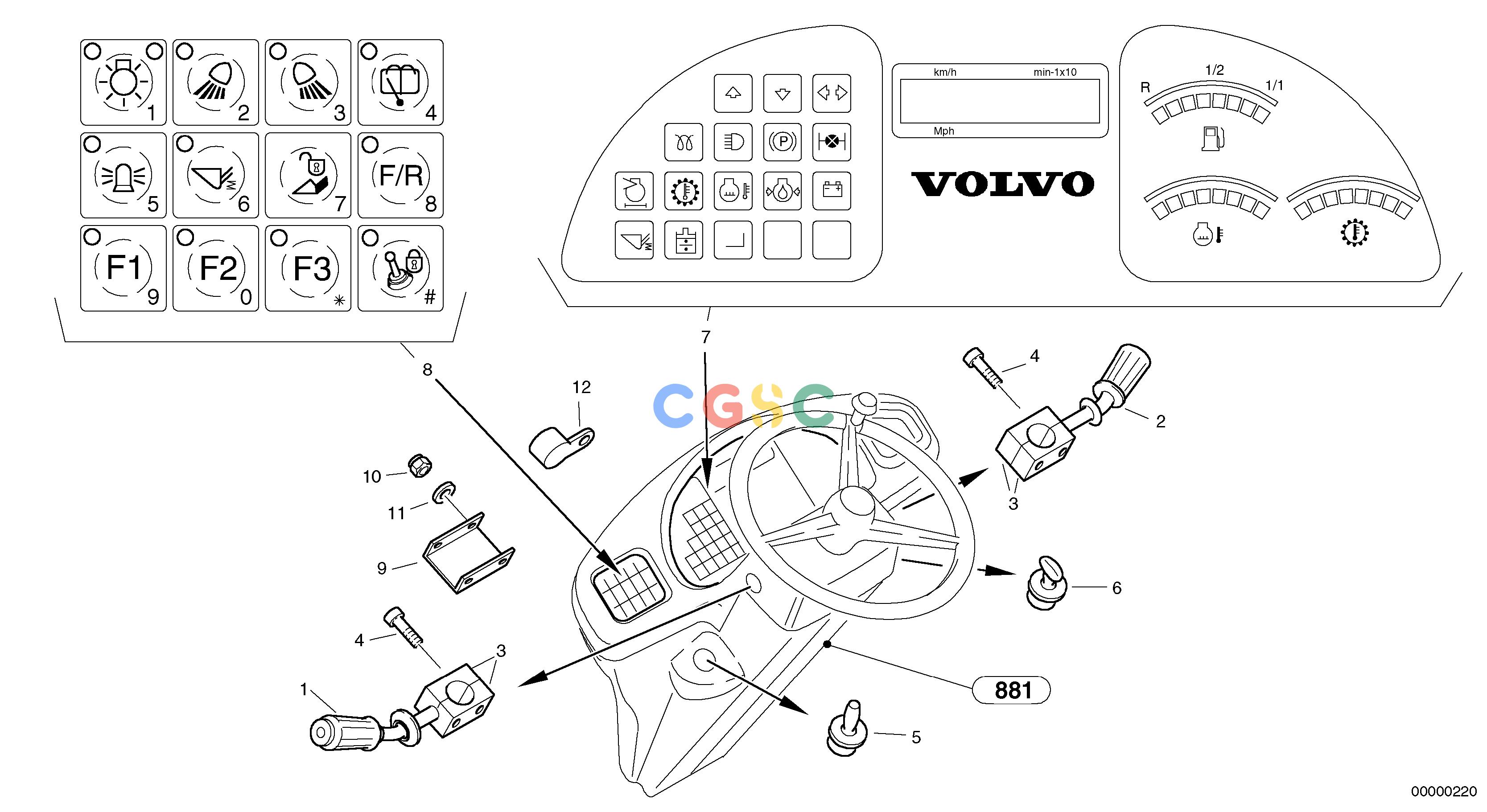 沃尔沃零件查询L40 Instruments panelTYPE 191, 192 SER NO - 10001910001-1920001NoneNoneNoneAutodata Volvo online