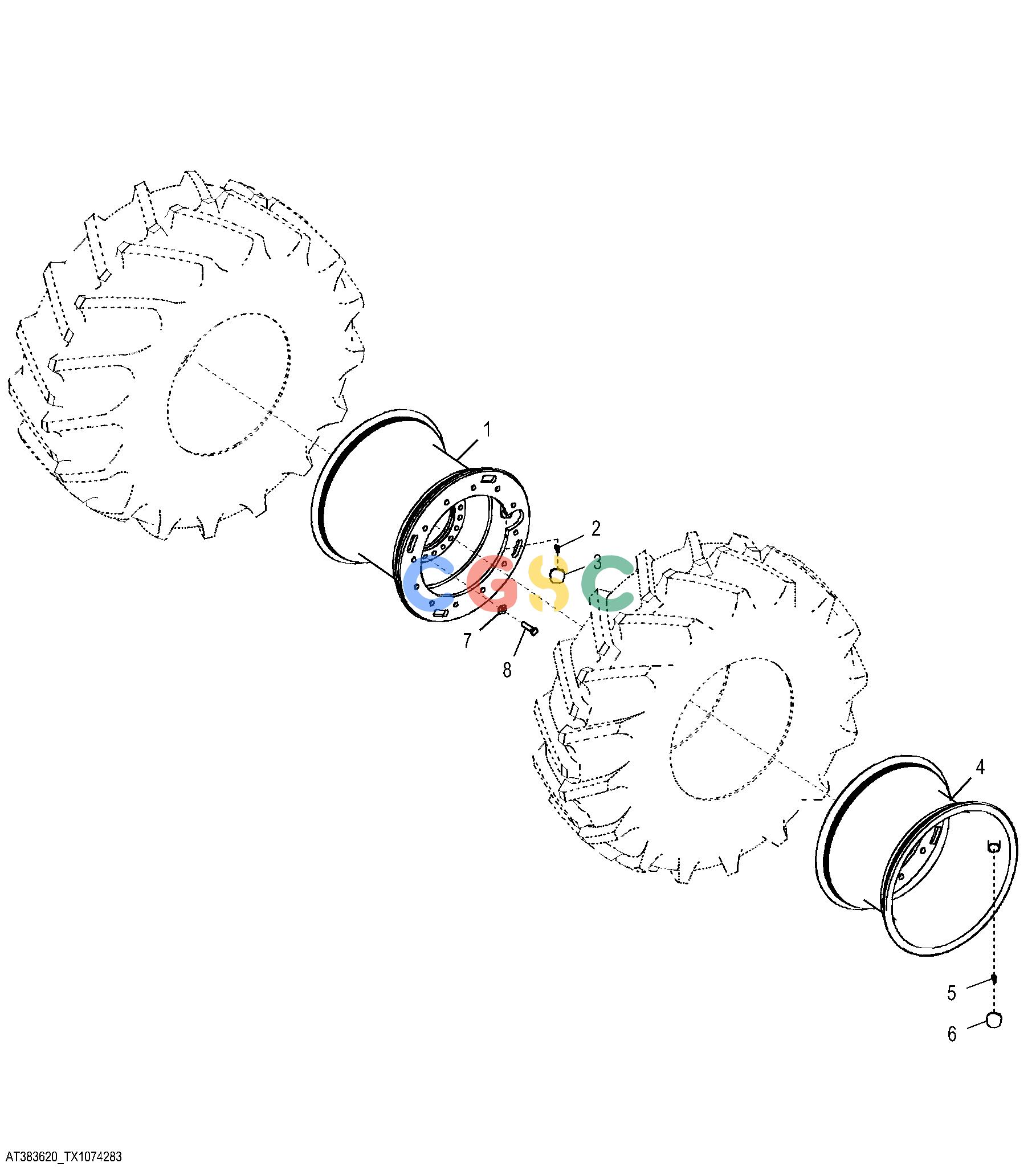 约翰迪尔零件查询1200 - AXLE Rim - 30.5-32 20PR and 24.5-32 16PR Firestone Tubeless Tire Duals WheelEPC John Deere online