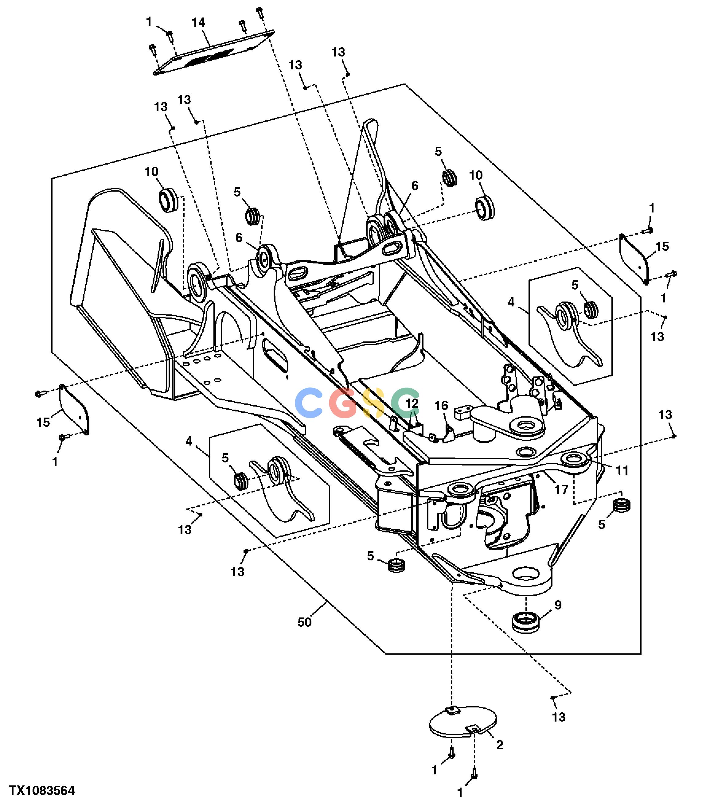 约翰迪尔零件查询1200 - AXLE EQUIPMENT FRAME - DUAL FUNCTION, WITH FENDERS (648H)EPC John Deere online