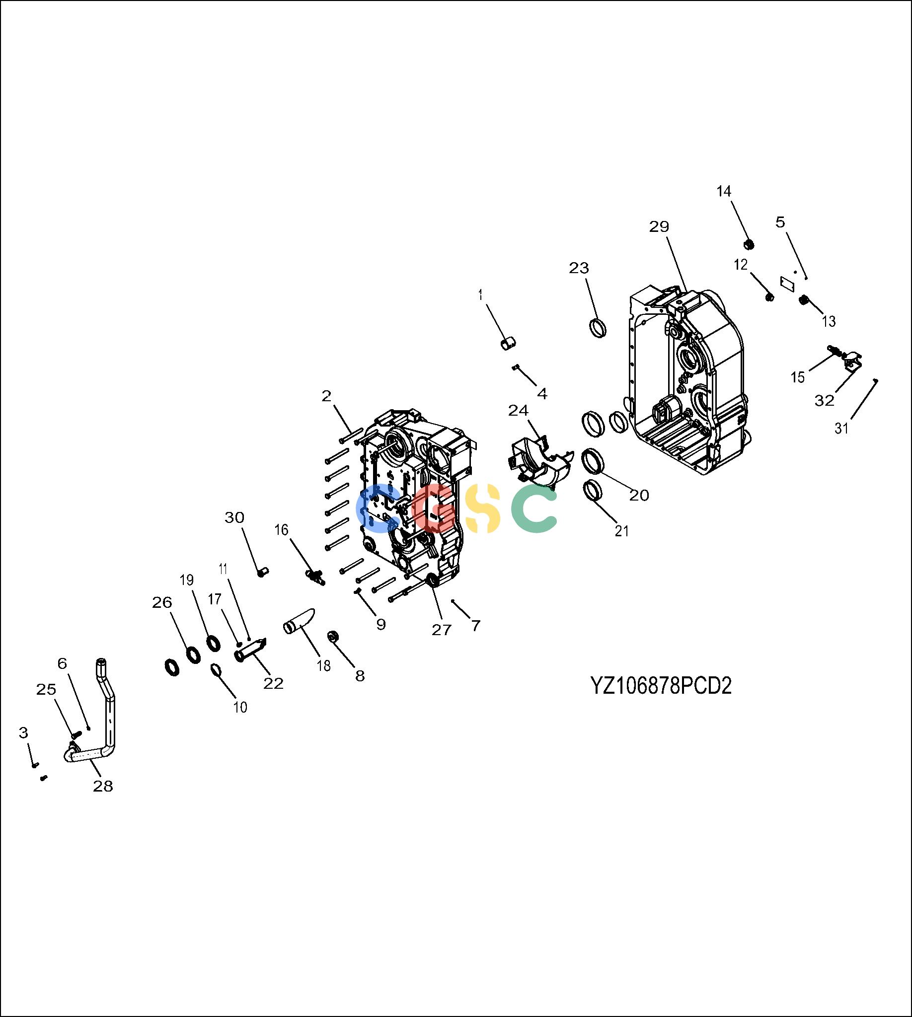 约翰迪尔零件查询1400 - AXLE YZ106878 Main Housing GroupEPC John Deere online