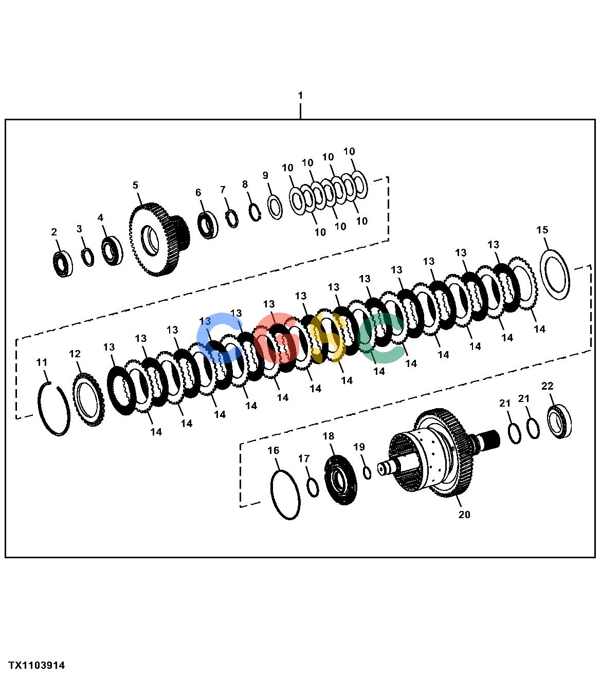 约翰迪尔零件查询410K TC - BACKHOE, LOADER Second Speed Clutch AssemblyEPC John Deere online