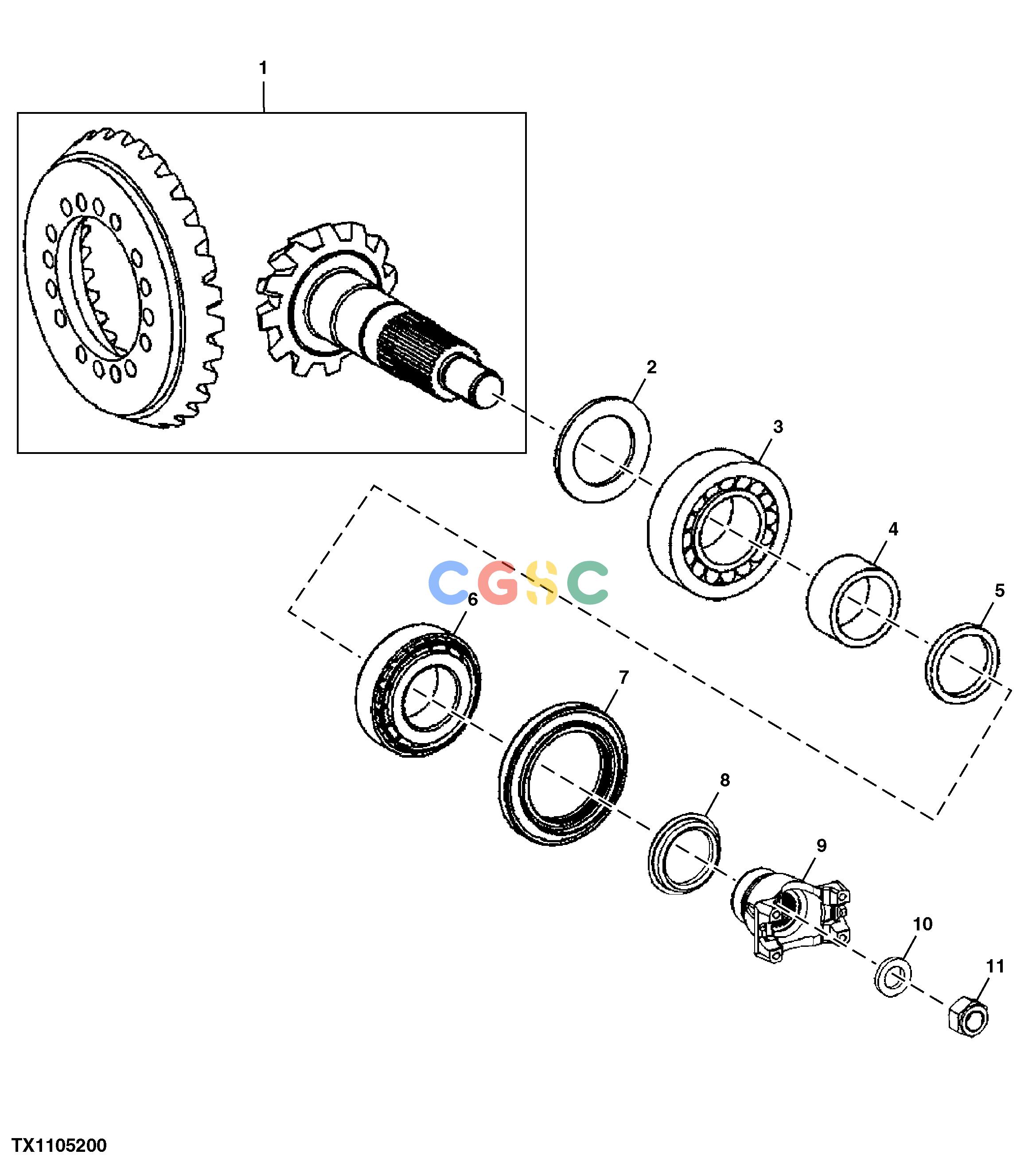 约翰迪尔零件查询410K TC - BACKHOE, LOADER Spiral Bevel Input Pinion and Ring Gear, Front DifferentialEPC John Deere online