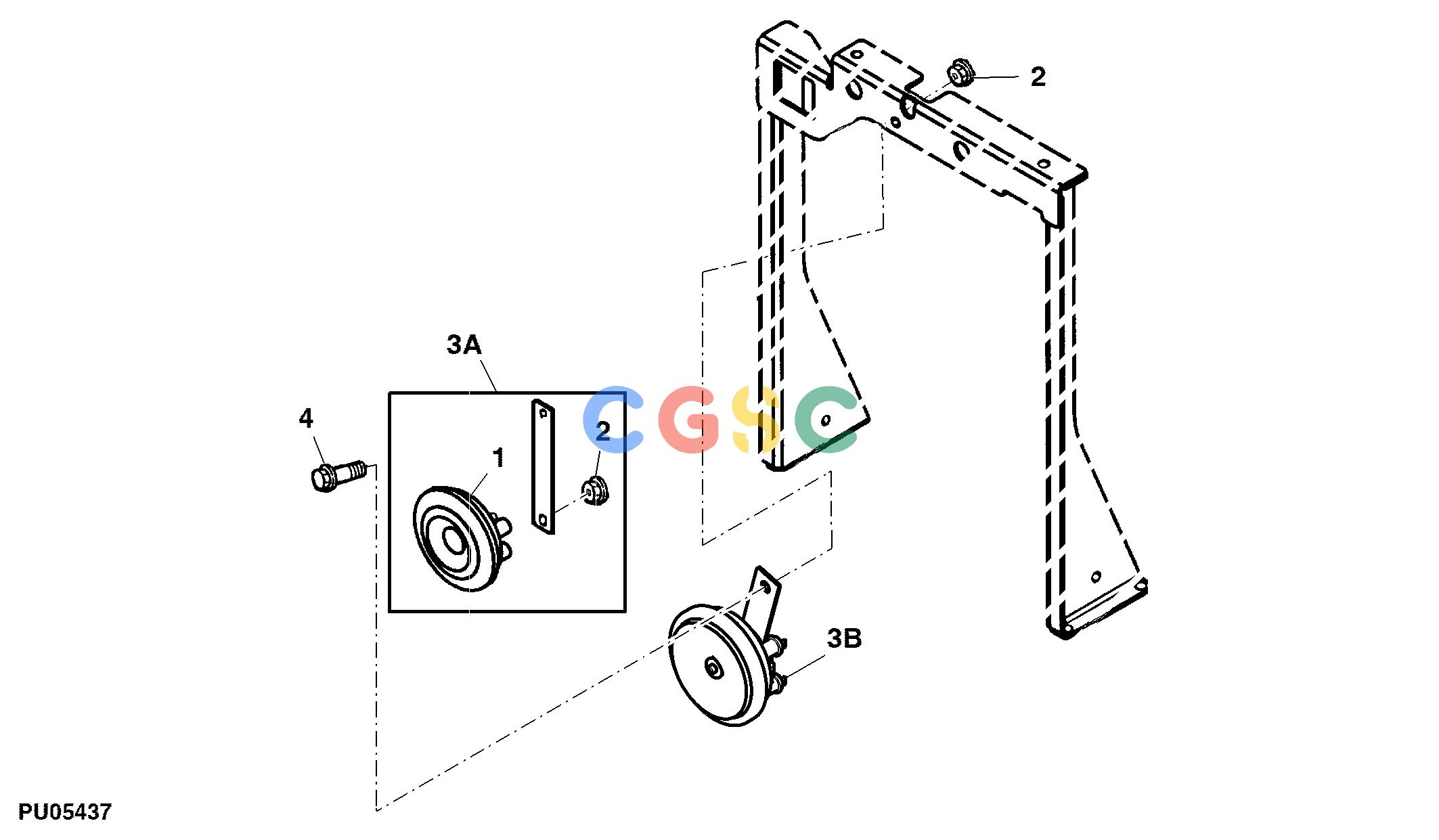 约翰迪尔零件查询110 - BACKHOE, LOADER Horn AssemblyEPC John Deere online