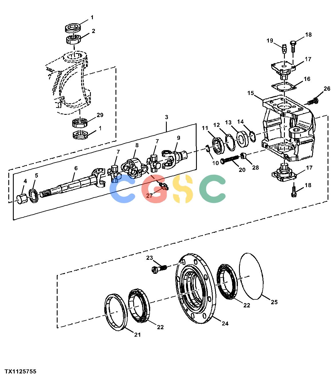 约翰迪尔零件查询410E - BACKHOE, LOADER Front Axle Housing Hubs and Universal Joints with MFWDEPC John Deere online