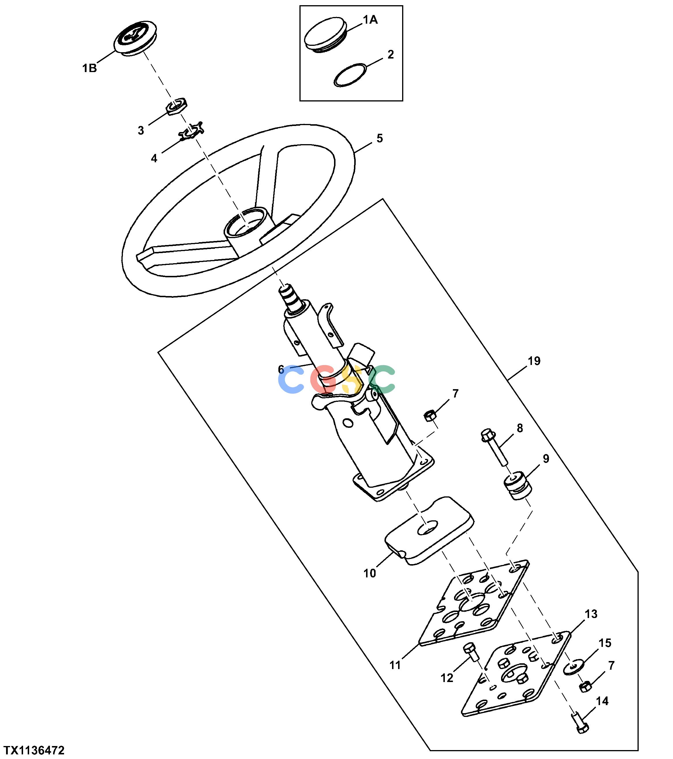 约翰迪尔零件查询410G - BACKHOE, LOADER Steering Wheel and Tilt ColumnEPC John Deere online