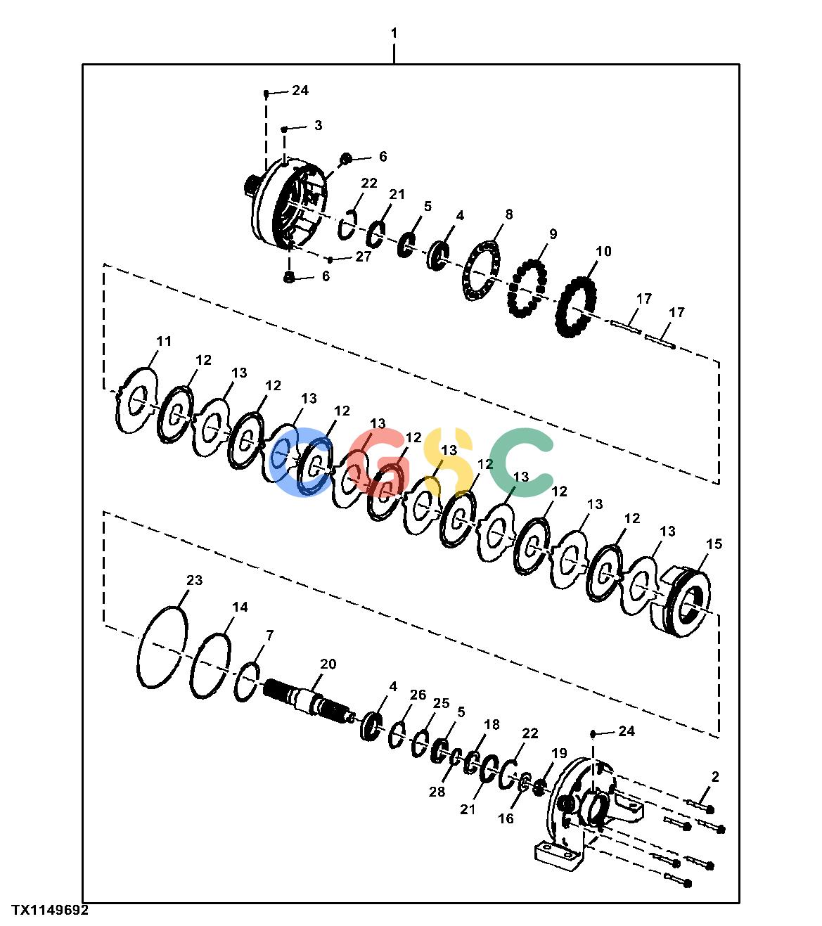 约翰迪尔零件查询YZ18992 - AXLE Replacement Park BrakeEPC John Deere online