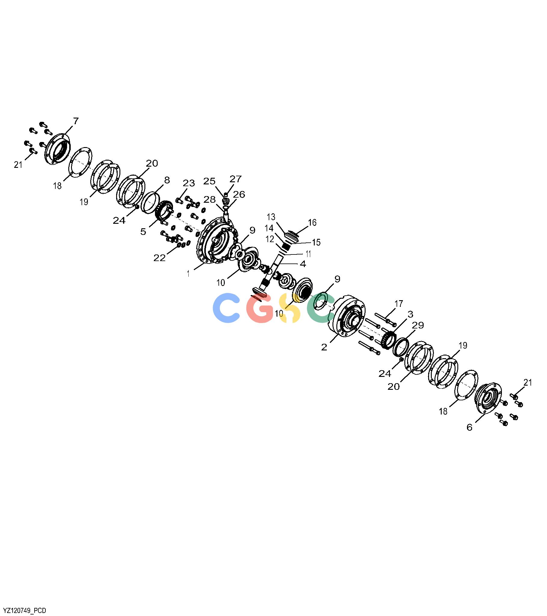 约翰迪尔零件查询YZ18992 - AXLE YZ120749 Block Standard Differential, 4 PinionEPC John Deere online