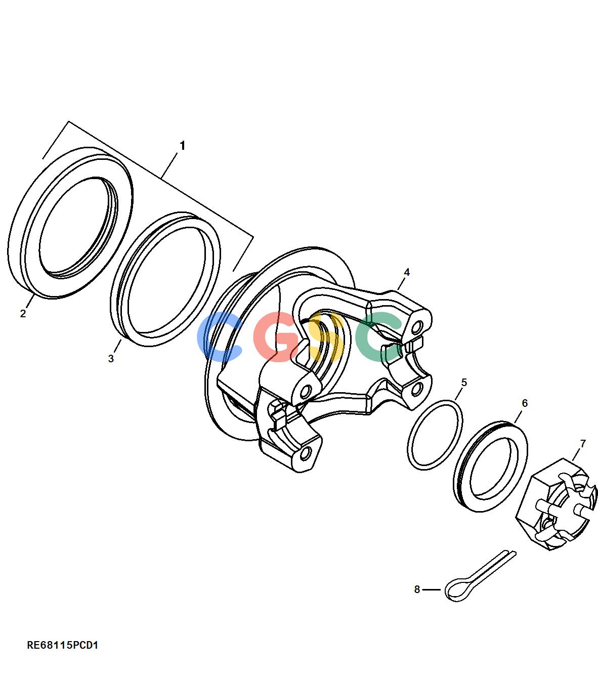 约翰迪尔零件查询RE160299 - AXLE RE68115 Input Yoke, Front AxleEPC John Deere online