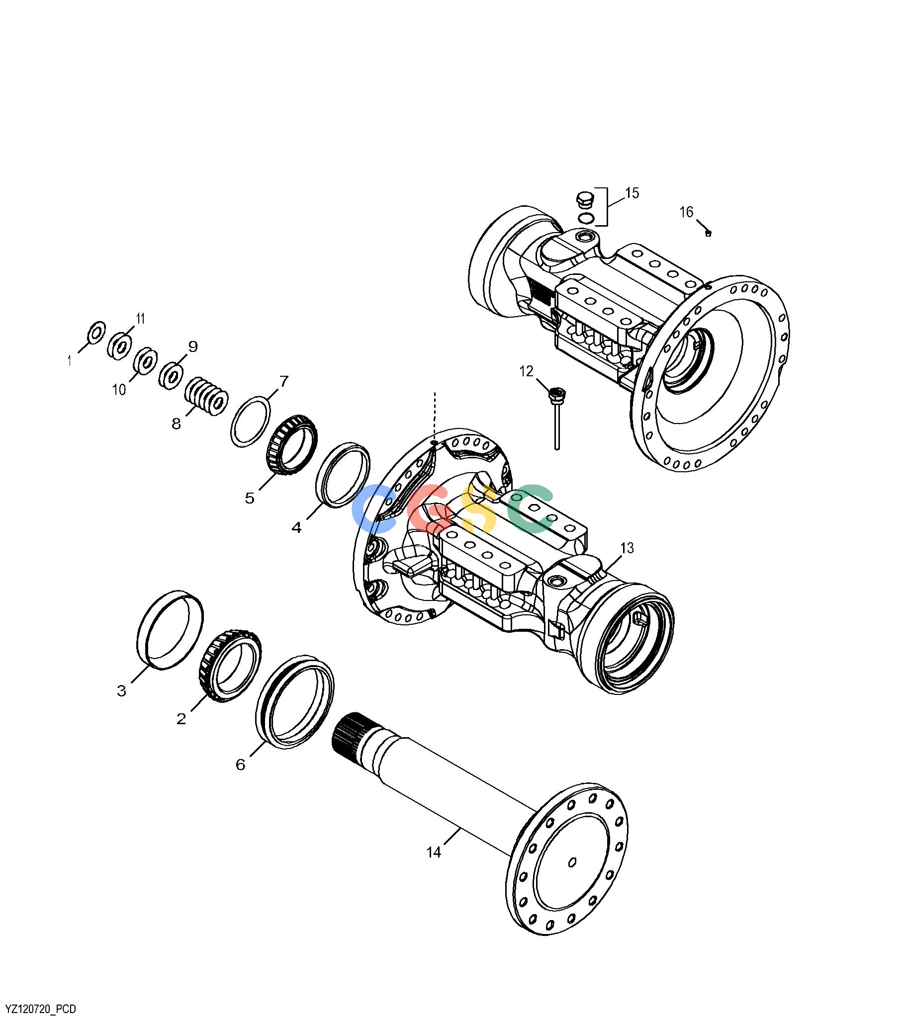 约翰迪尔零件查询624J - LOADER, FOUR-WHEEL DRIVE YZ120720 Axle Housing and ShaftEPC John Deere online