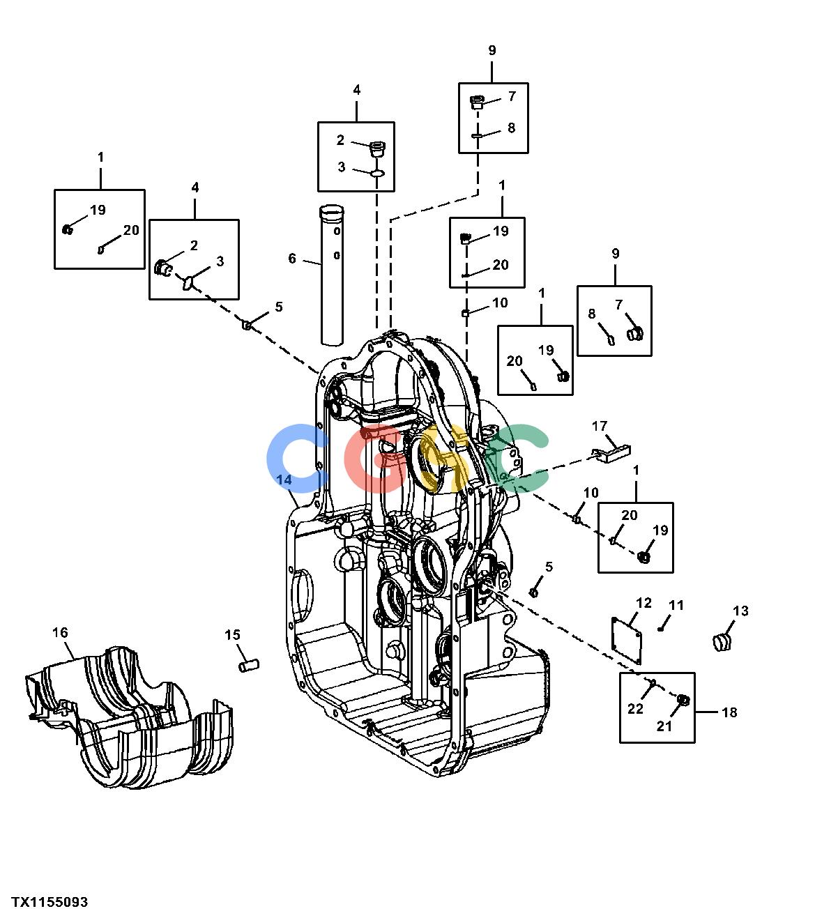 约翰迪尔零件查询410K TC - BACKHOE, LOADER Transmission Rear Housing and Oil Fill TubeEPC John Deere online