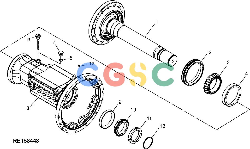 约翰迪尔零件查询RE160302 - AXLE RE158448 Axle Housing and Shaft (Rear)EPC John Deere online