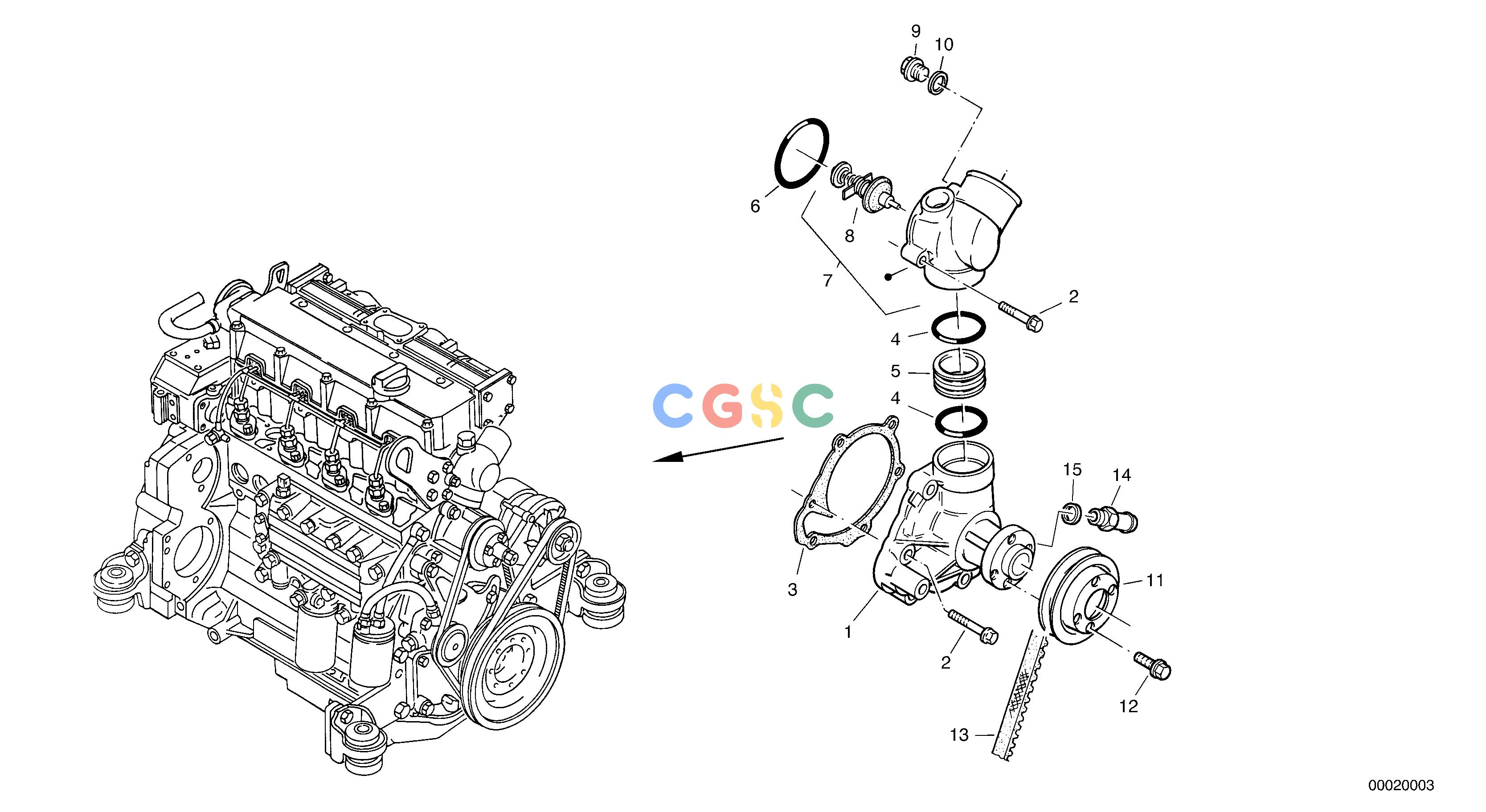 沃尔沃零件查询L45B Water pump, ThermostatTYPE 194, 195 SER NO - 14991941001--1951001-NoneNoneNoneAutodata Volvo online