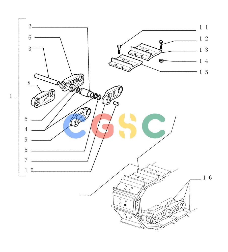 纽荷兰零件查询(DC150.B) - CRAWLER DOZER TIER 2 (3/03-) (9.348[1A]) - SALT TRACK CHAIN - SHOES (1GR.L=550MM/ XLT) - OPTIONAL CODE 784198021 - VERSION (02) New Holland Constructuion