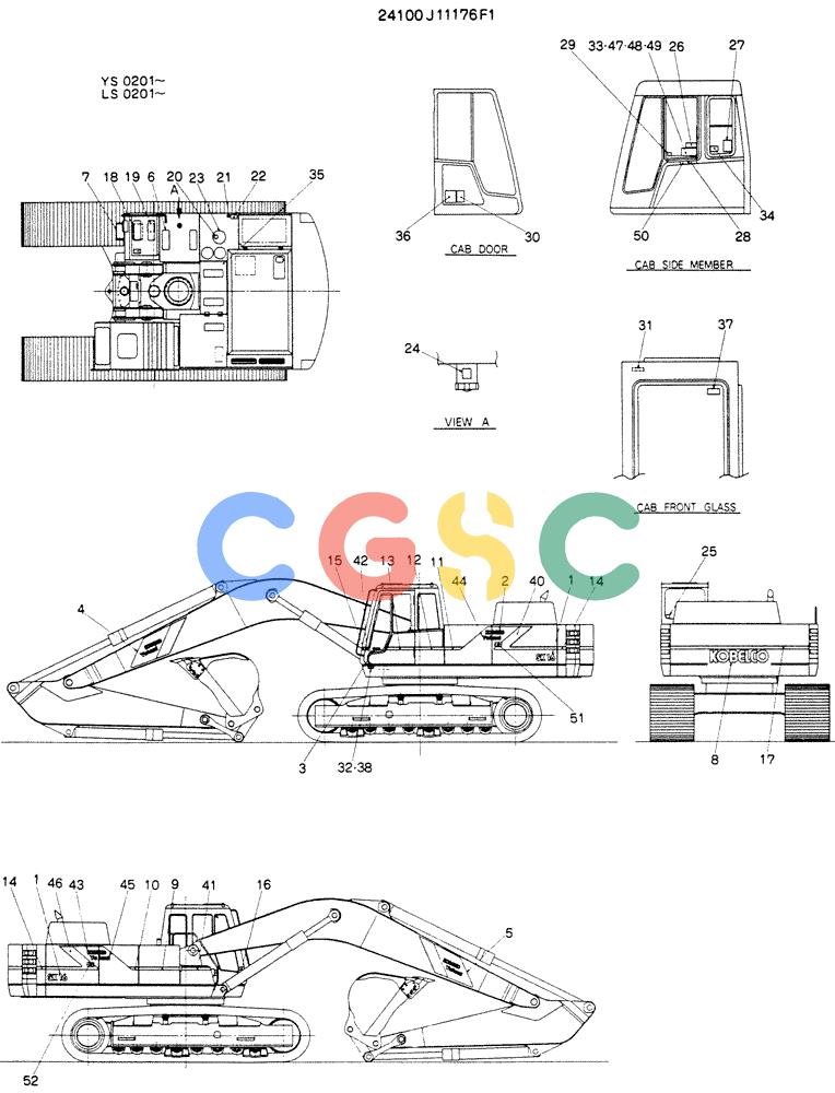 神钢零件查询(K916LC) - MARK II EXCAVTOR ASN YS0201 (1/89-12/03) (09-001) - LABEL-NAME PLATE Kobelco