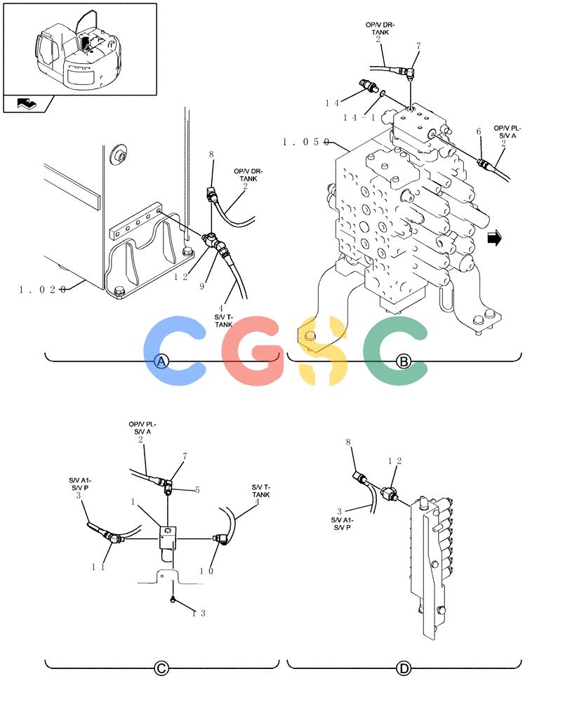 纽荷兰零件查询(E235BSR) - CRAWLER EXCAVATOR (5/07-) (1.084[04]) - PILOT PIPING - EXTRA New Holland Constructuion