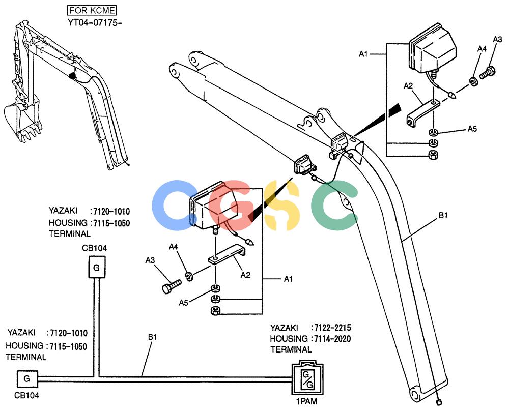 纽荷兰零件查询(E70SR) - MIDI CRAWLER EXCAVATOR ASN YT04-07175 (03-003) - LIGHT INSTAL (BOOM) New Holland Constructuion