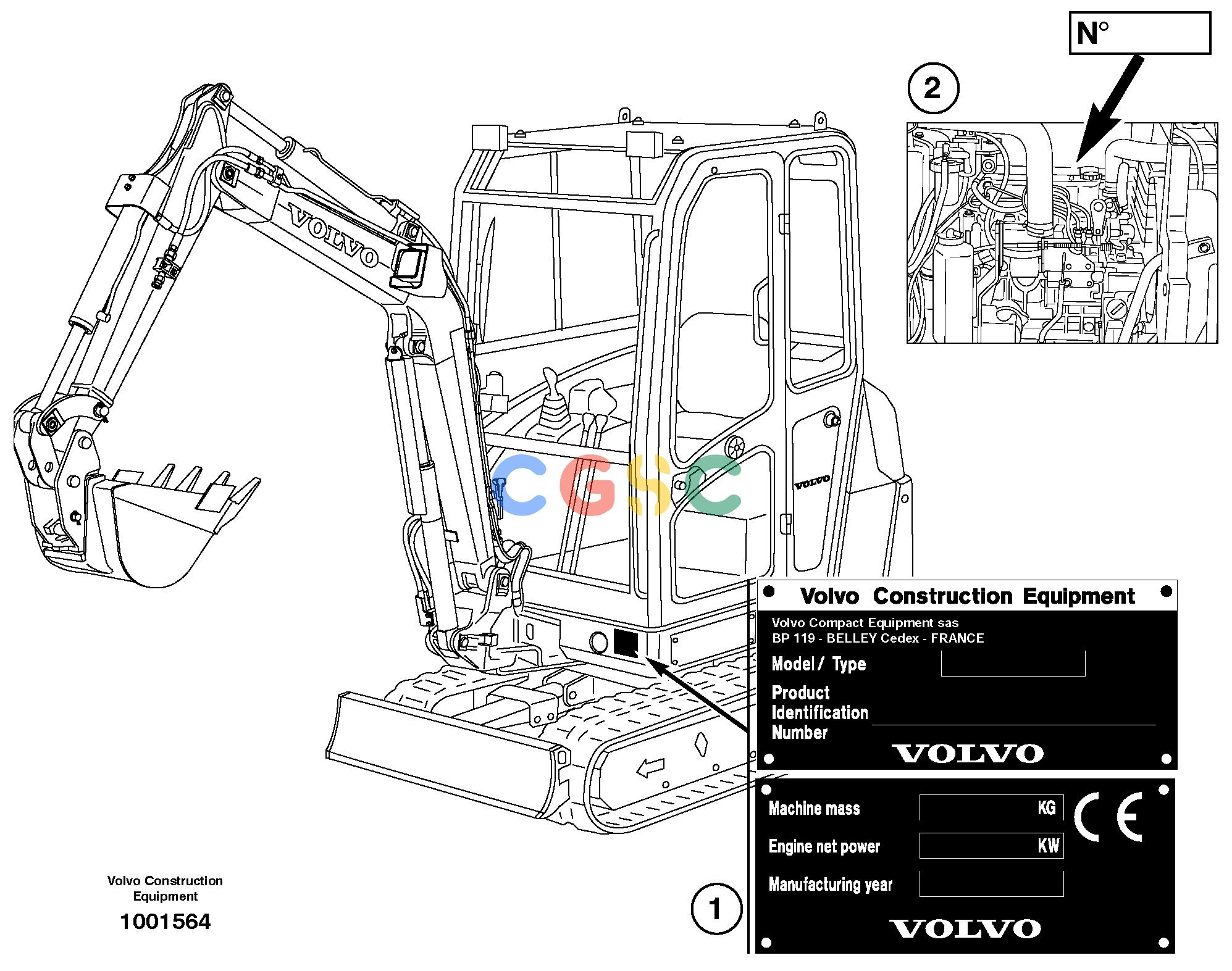 沃尔沃零件查询EC70VV Product identification plateTYPE 233 NoneNoneNoneAutodata Volvo online