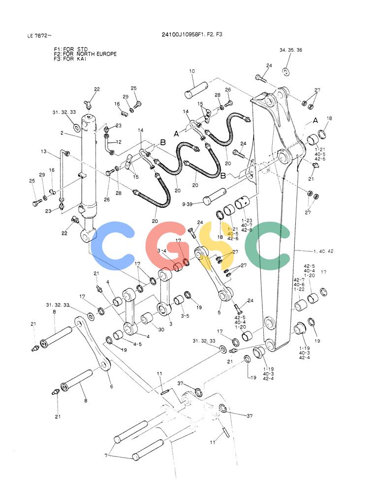 神钢零件查询(K903) - MARK II EXCAVATOR ASN LE7872 (1/88-12/03) (09-001[03]) - ARM ASSY, 2.1M (P/N 24100J10958F3) Kobelco
