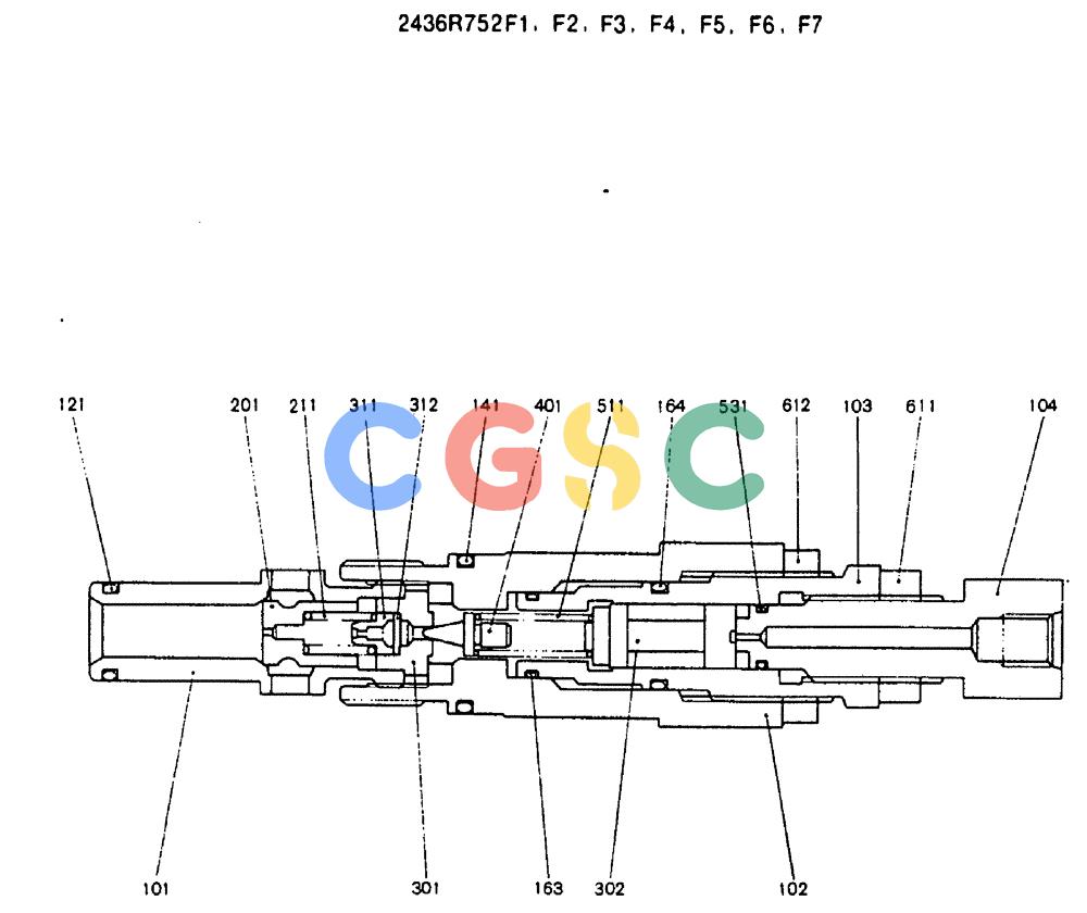 神钢零件查询(MD240C) - EXCAVATOR BTW LLU0301 - LLU0600 (1/80-12/06) (12-005) - VALVE ASSY, MAIN RELIEF - 2436R752F1-F7 Kobelco