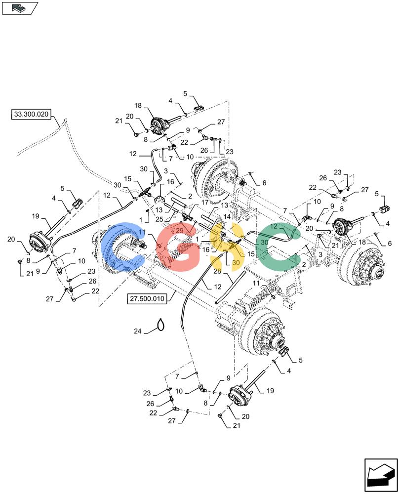 凯斯零件查询(LB434S) - BALER (9/12-) (33.300.010) - PNEUMATIC BRAKES - TANDEM AXLE Case Agriculture