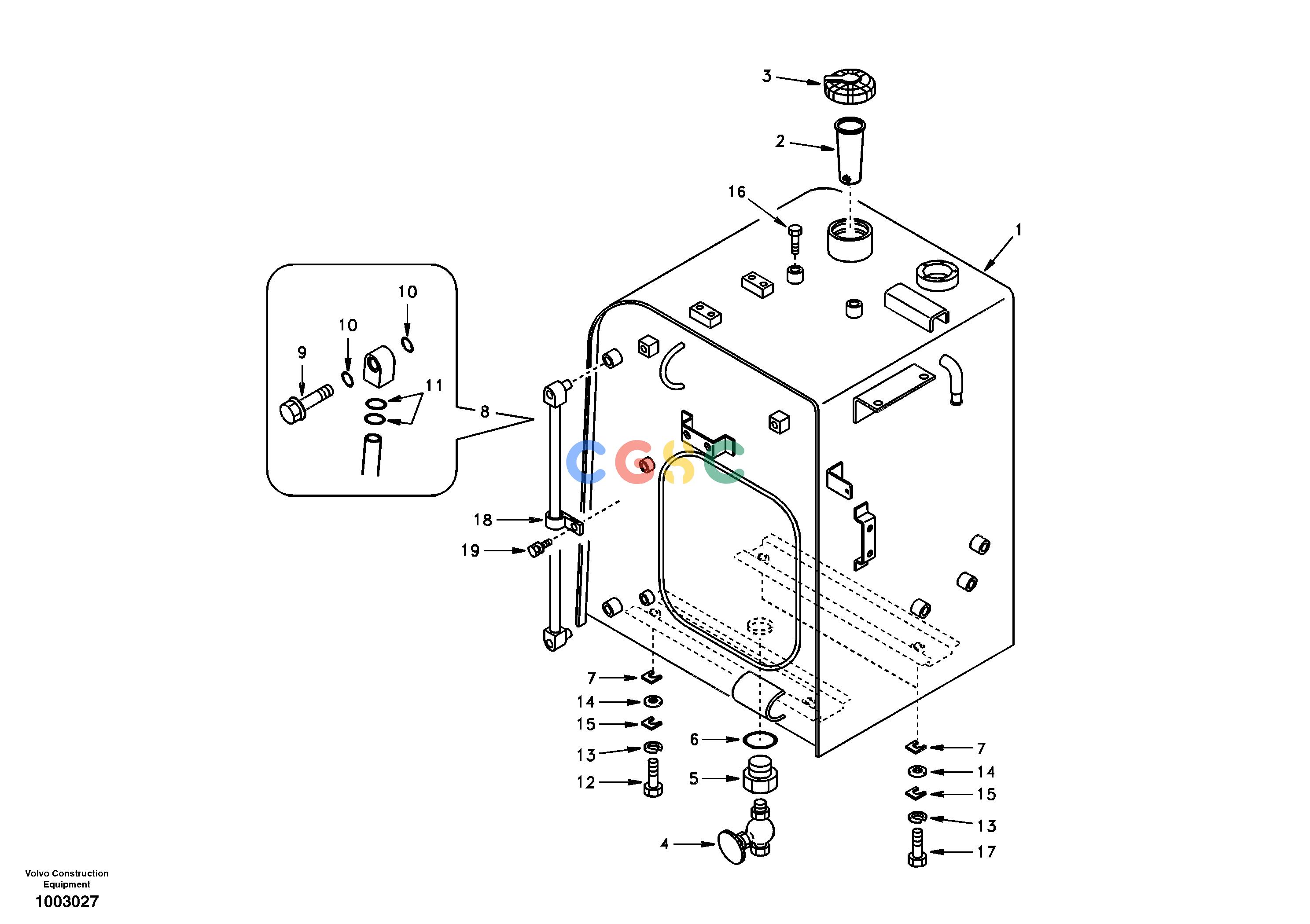 沃尔沃零件查询EC55 Fuel tank with fitting partsSER NO 5001-AL00A001-AL08E001NoneNoneNoneAutodata Volvo online