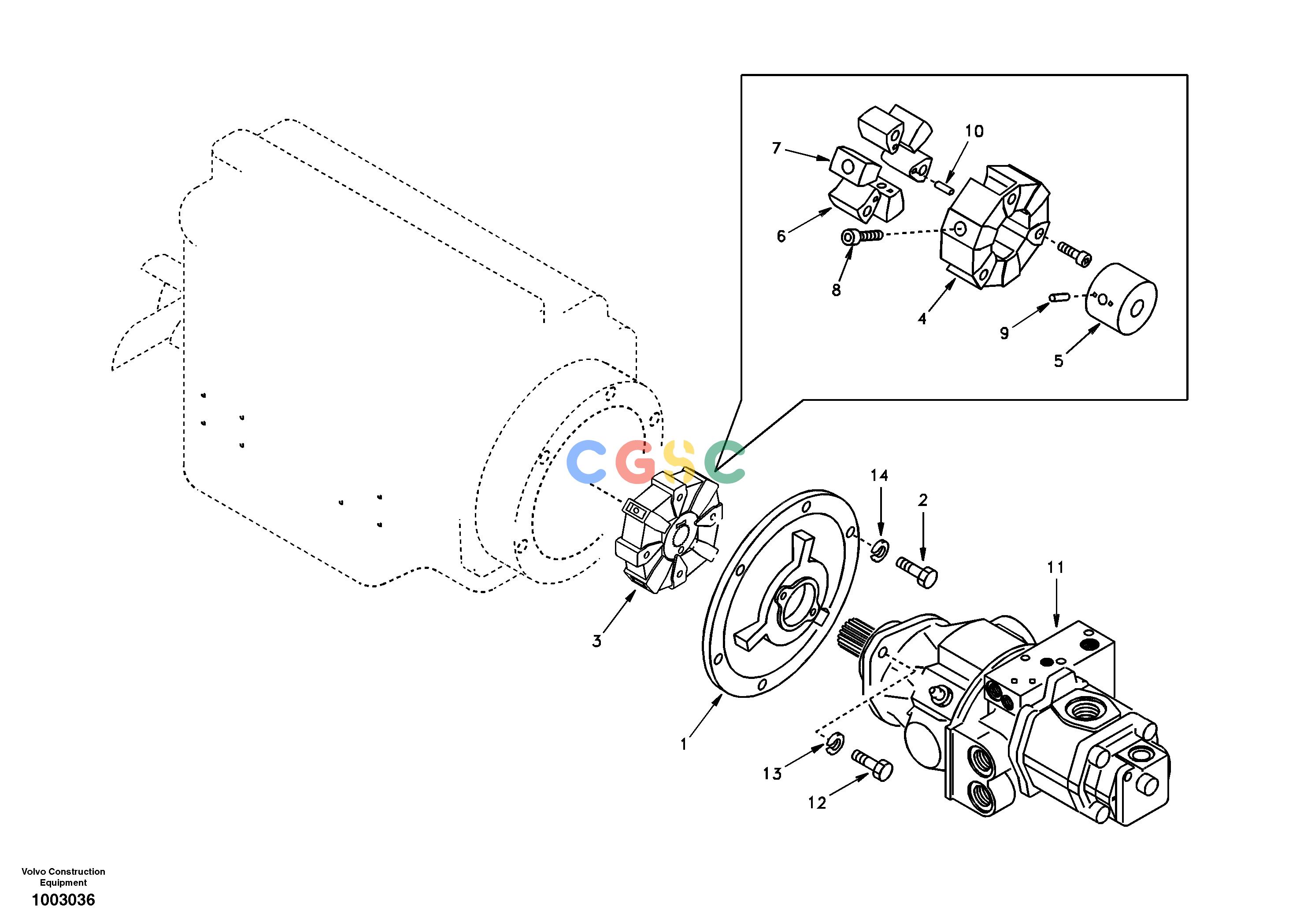沃尔沃零件查询EC55 Pump gearbox with assembling partsSER NO 5001- NoneNoneNoneAutodata Volvo online
