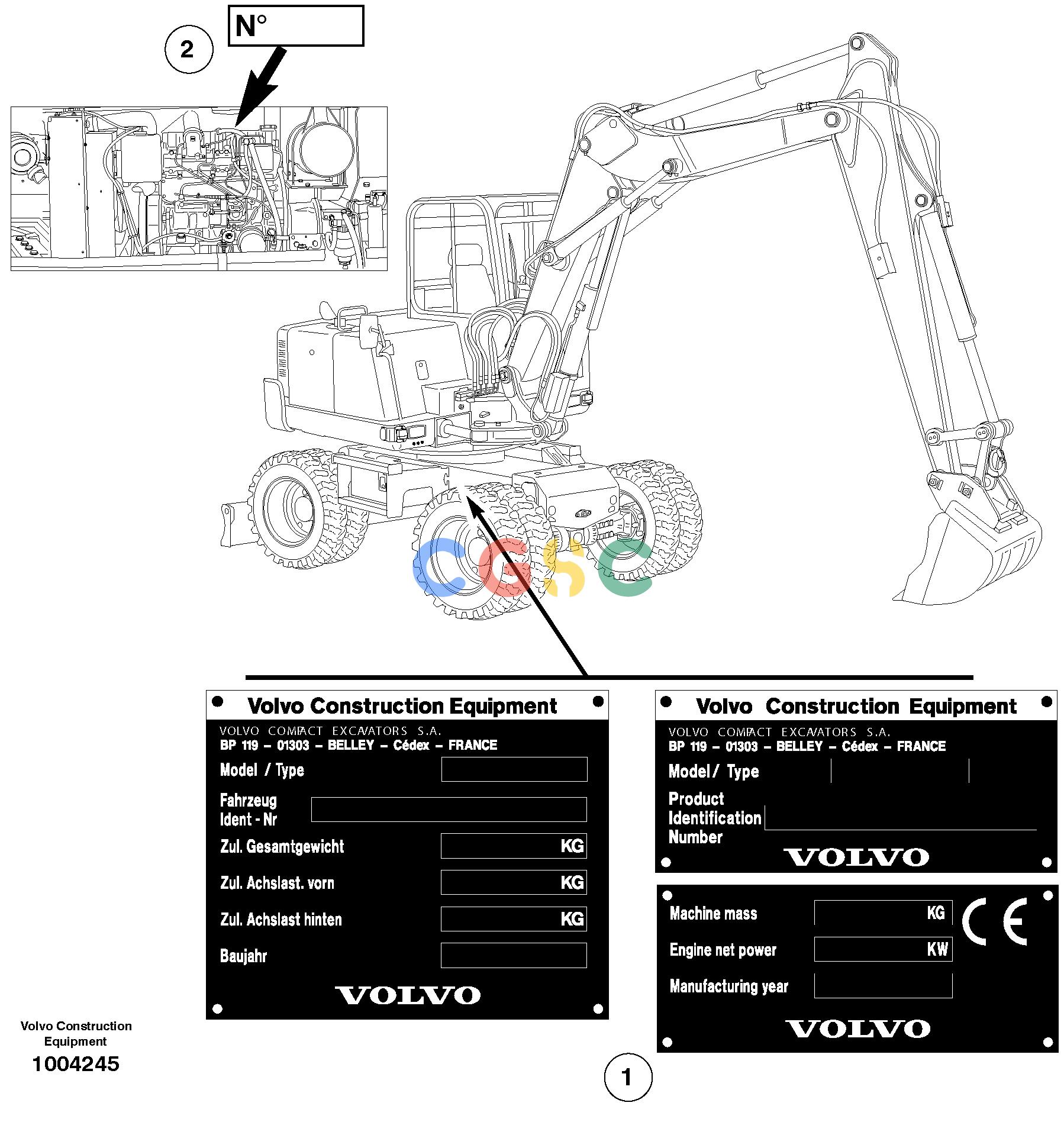 沃尔沃零件查询EW70VV Product identification plateTYPE 262 NoneNoneNoneAutodata Volvo online