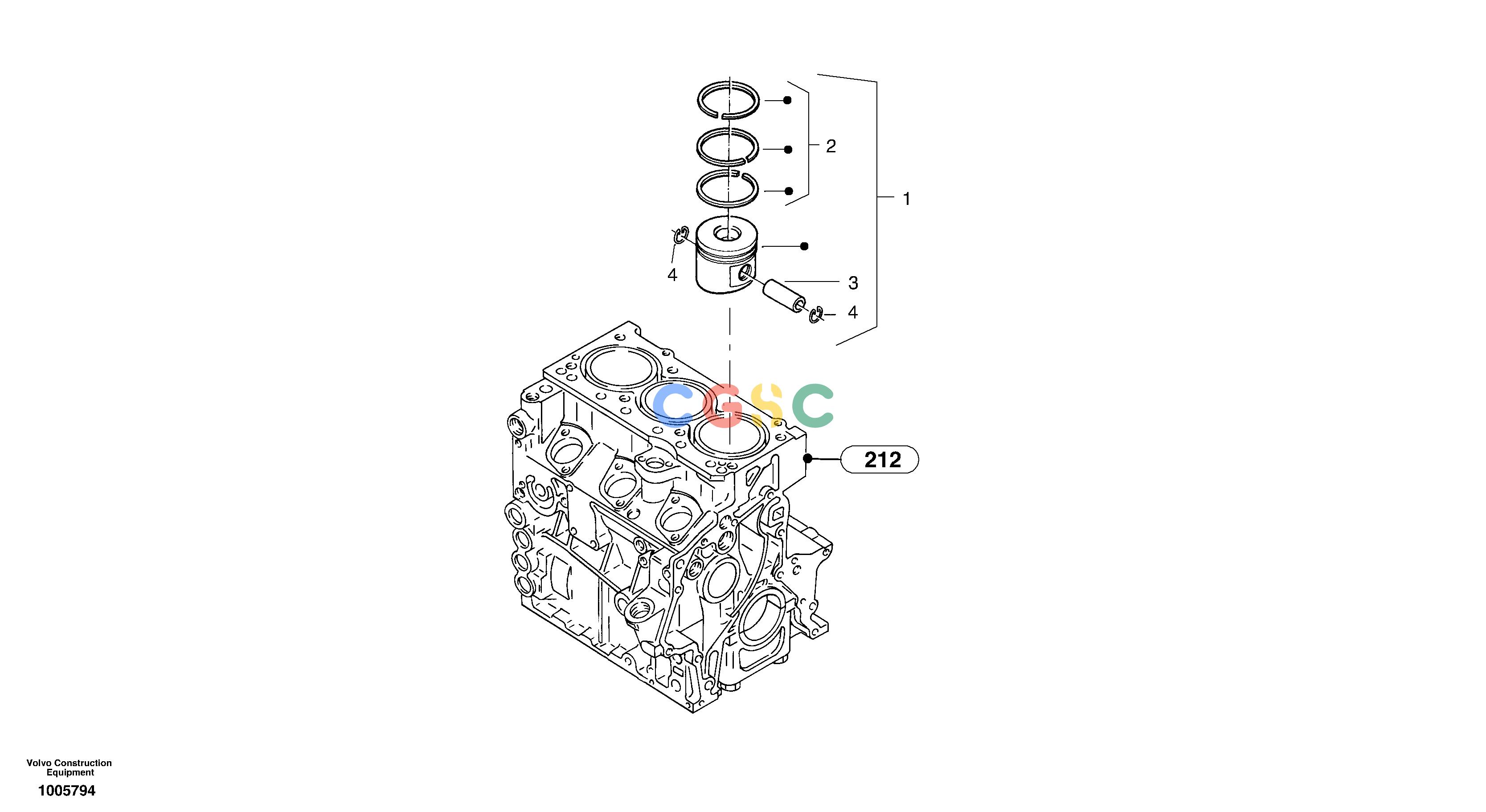 沃尔沃零件查询ZL502C PistonSER NO 0503001 - NoneNoneNoneAutodata Volvo online