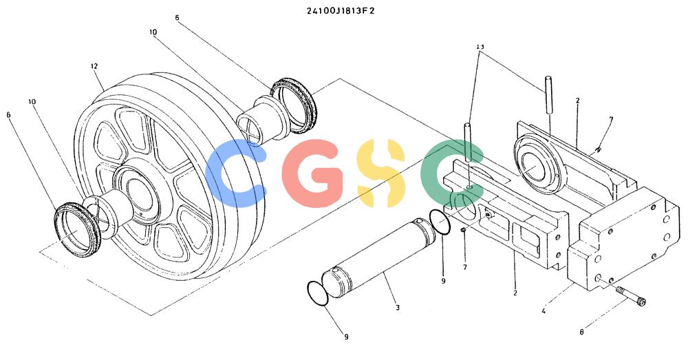 神钢零件查询(K935) - EXCAVATOR BTW L70106 - L70166, LU0067 (1/76-12/03) (08-007) - IDLER ASSY, P/N 24100J1813F2 Kobelco