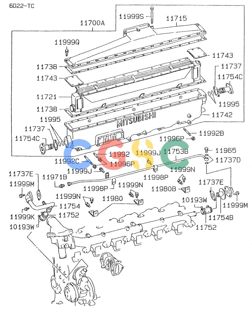 神钢零件查询(6D24-TEB) - MITSUBISHI DIESEL ENGINE (1/06-12/06) (05-001) - INTER COOLER Kobelco