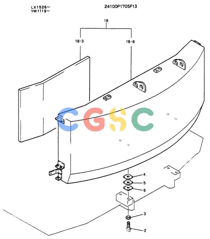 神钢零件查询(K904) - MARK II EXCAVATOR ASN YW1119 (1/88-12/03) (01-004) - COUNTER-WEIGHT ASSY, P/N 24100P1705F13 Kobelco