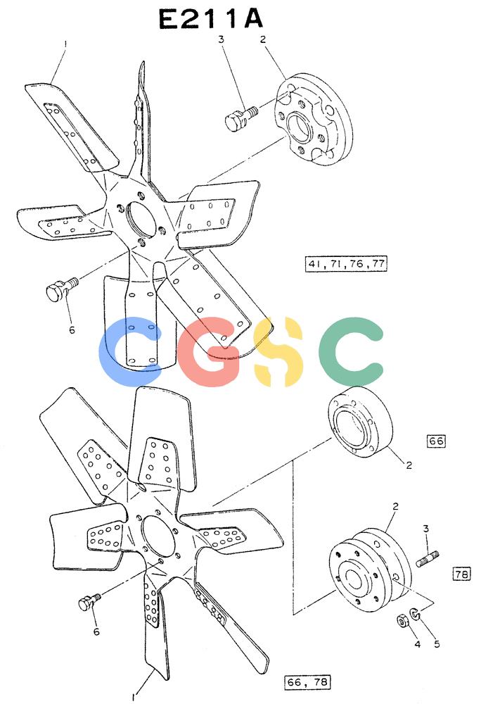 神钢零件查询(NE6(T)04) - NISSAN DIESEL ENGINE (1/86-12/98) (07-006) - COOLING SYSTEM FAN Kobelco