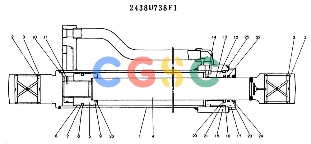 神钢零件查询(K904) - MARK II EXCAVATOR ASN YW1119 (1/88-12/03) (11-047) - CYLINDER ASSY (DOZER) Kobelco