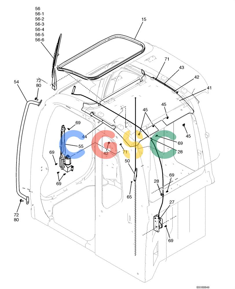 纽荷兰零件查询(E70BSR) - COMPACT CRAWLER EXCAVATOR BTW YT05-15001 - 18000 (NA) (4/08-) (02-39-00[02]) - CAB ASSEMBLY (GRAYISH BLACK) (YT02C00044F2), PAGE 2 OF 4 New Holland Constructuion