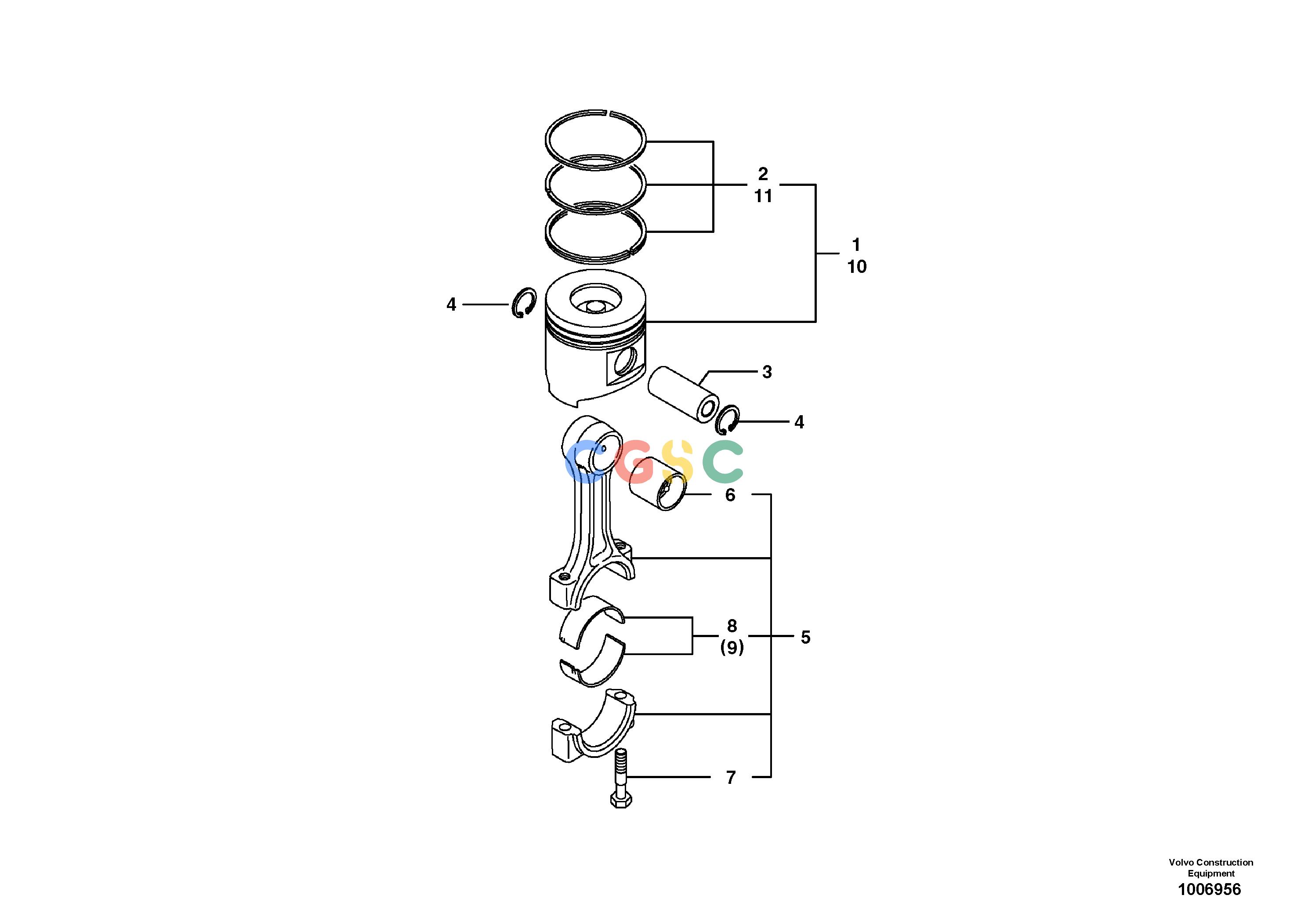 沃尔沃零件查询EW60C Connecting rod and pistonS/N 110001- NoneNoneNoneAutodata Volvo online