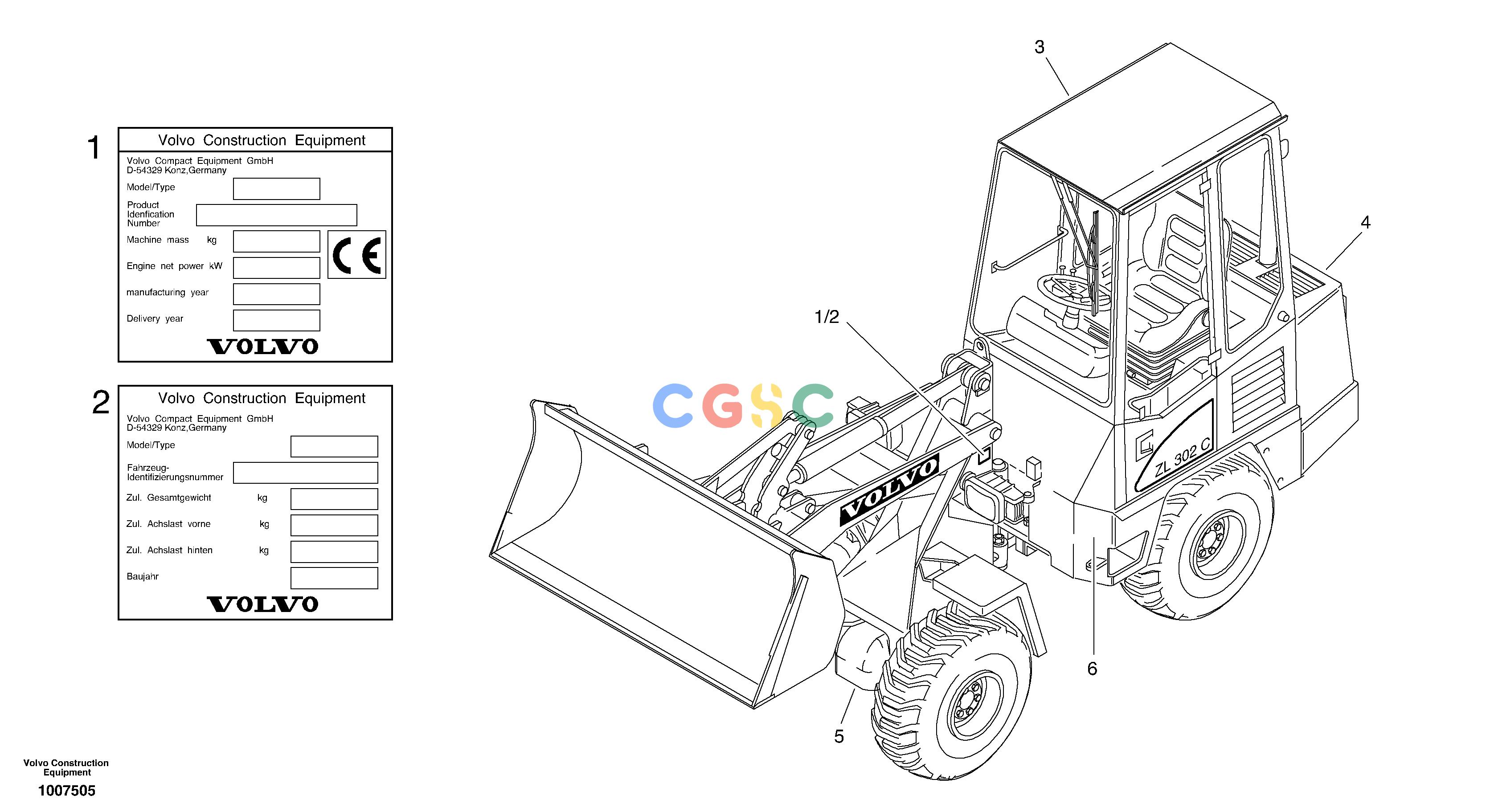 沃尔沃零件查询ZL302C Product identification plateSER NO 2404001 - NoneNoneNoneAutodata Volvo online