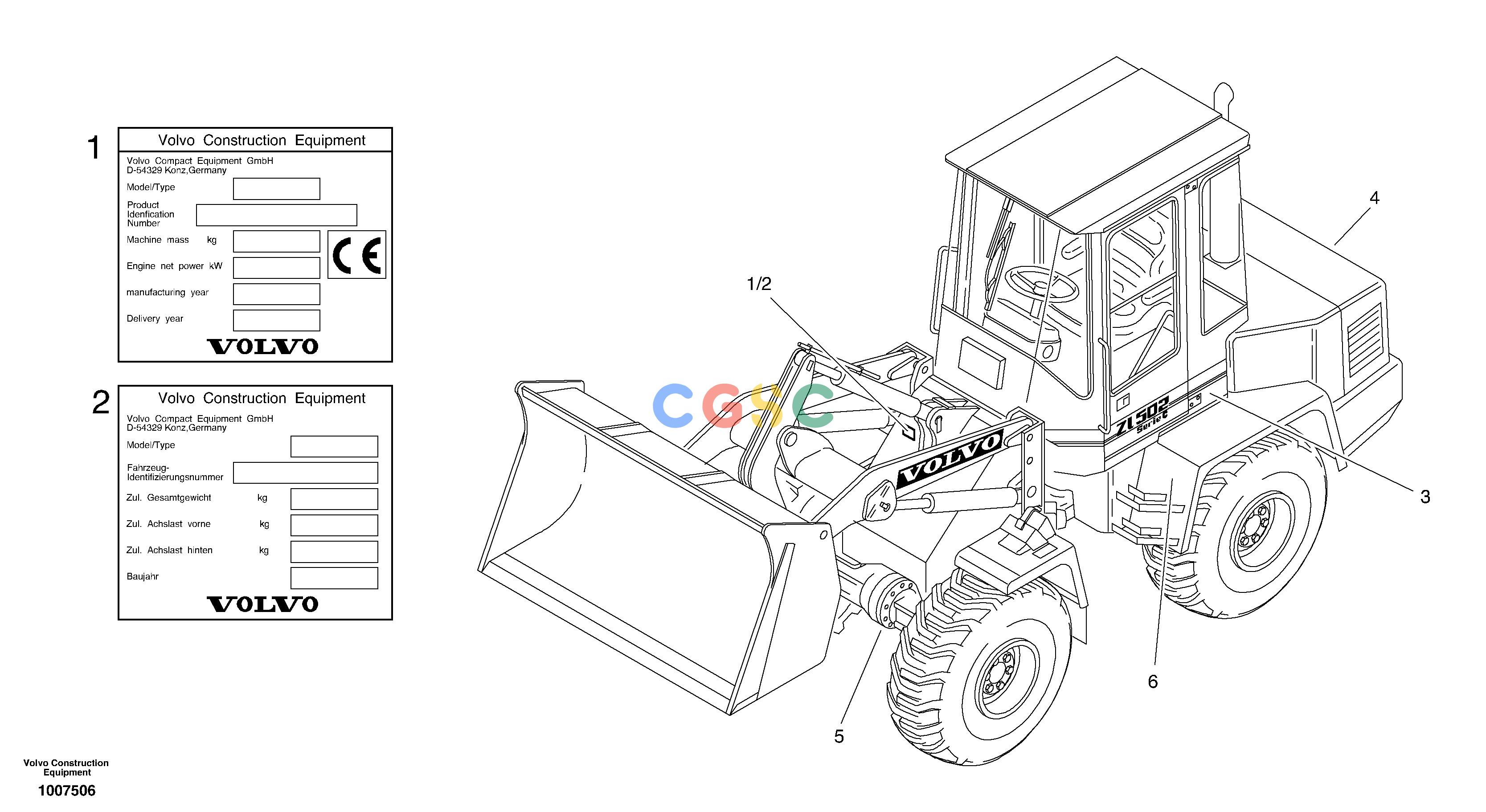 沃尔沃零件查询ZL502C Product identification plateSER NO 0503001 - NoneNoneNoneAutodata Volvo online