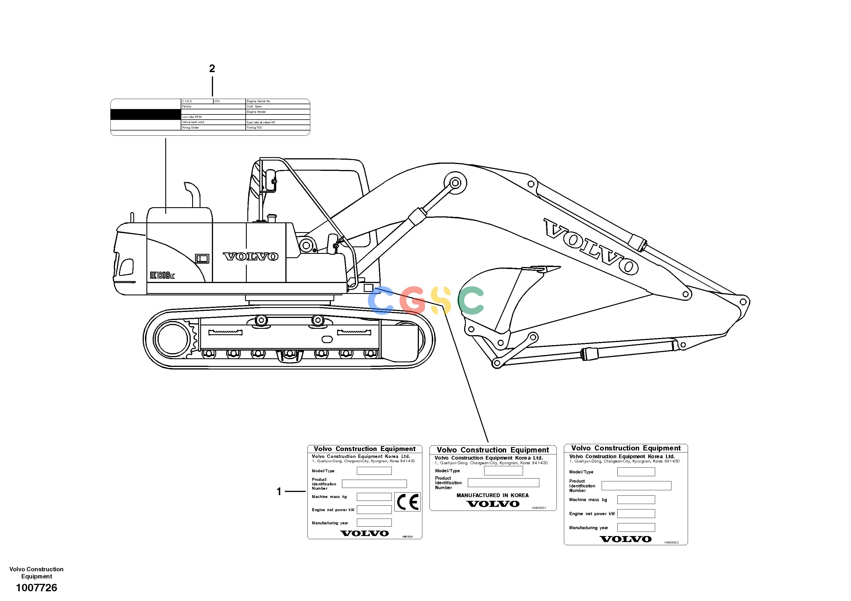 沃尔沃零件查询EC180B Product identification platePRIME S/N 12001- NoneNoneNoneAutodata Volvo online