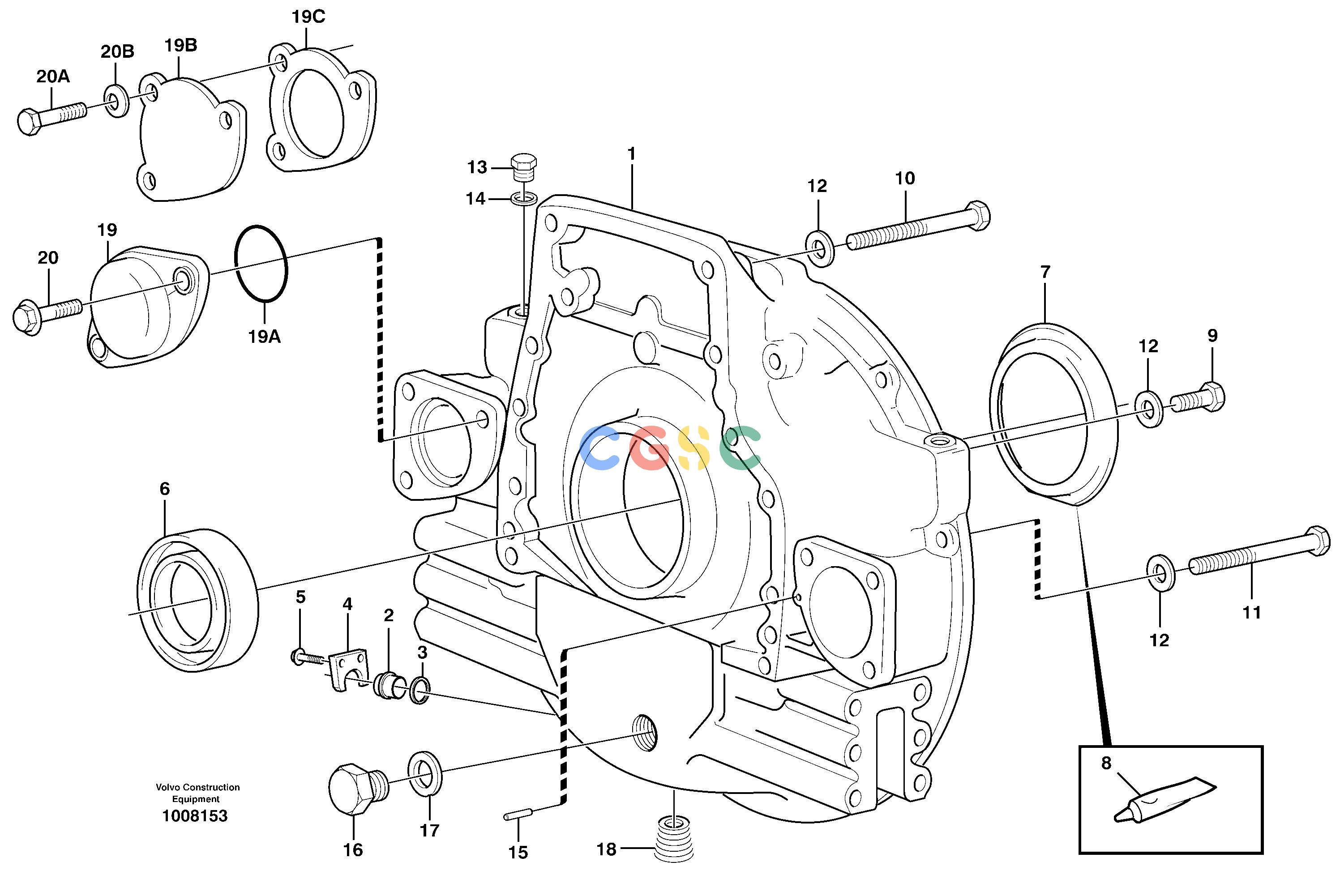 沃尔沃零件查询L150E Flywheel housingS/N 6005 - 7549 S/N 63001 - 63085 NoneNoneNoneAutodata Volvo online