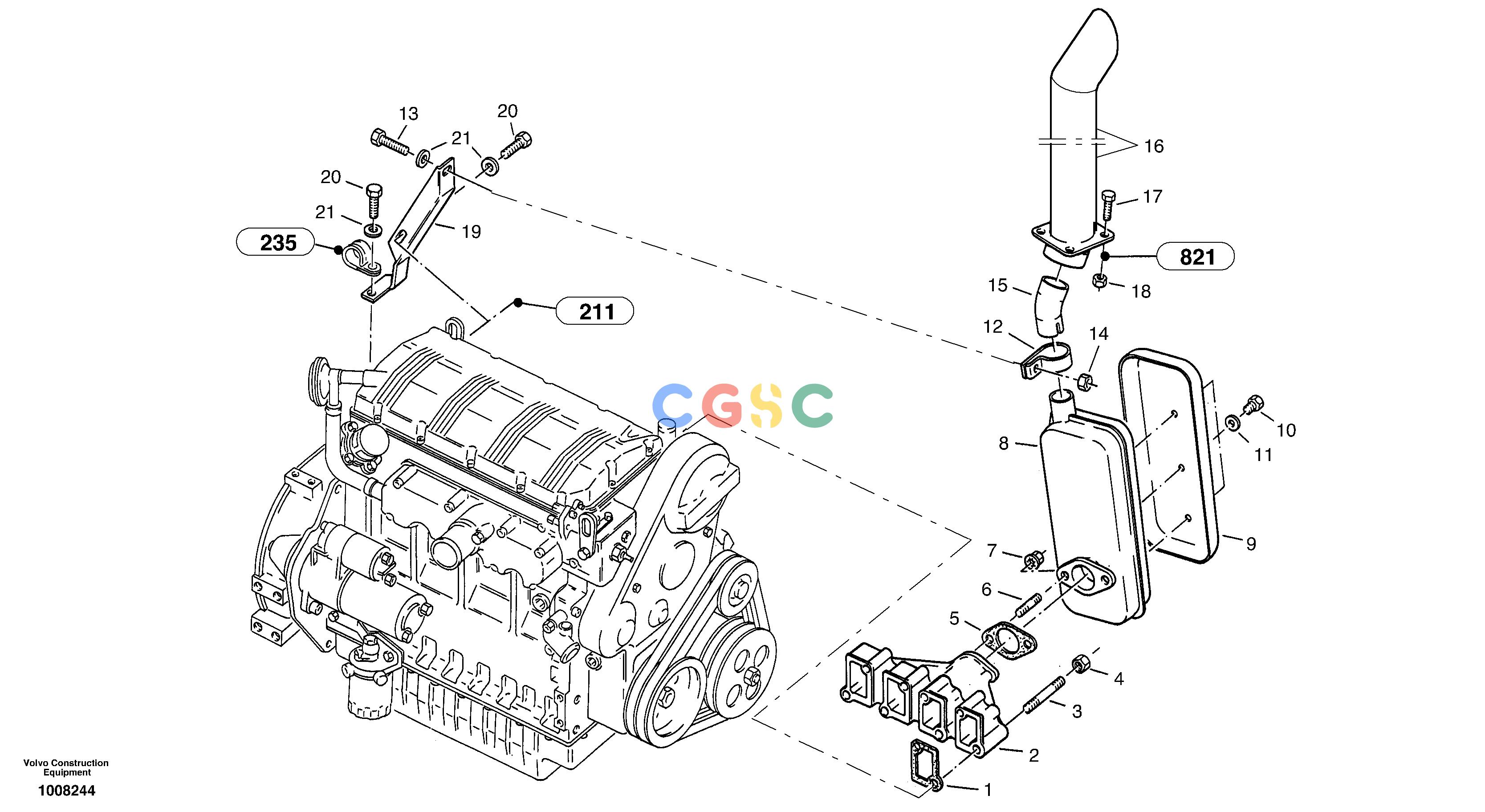 沃尔沃零件查询ZL302C Exhaust systemSER NO 2404001 - NoneNoneNoneAutodata Volvo online