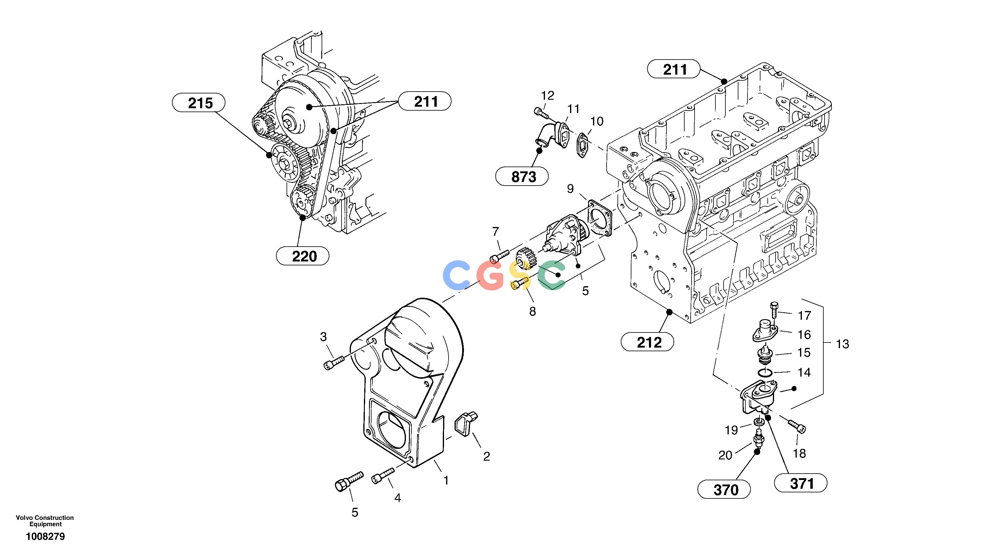 沃尔沃零件查询ZL302C Water pump, ThermostatSER NO 2404001 - NoneNoneNoneAutodata Volvo online