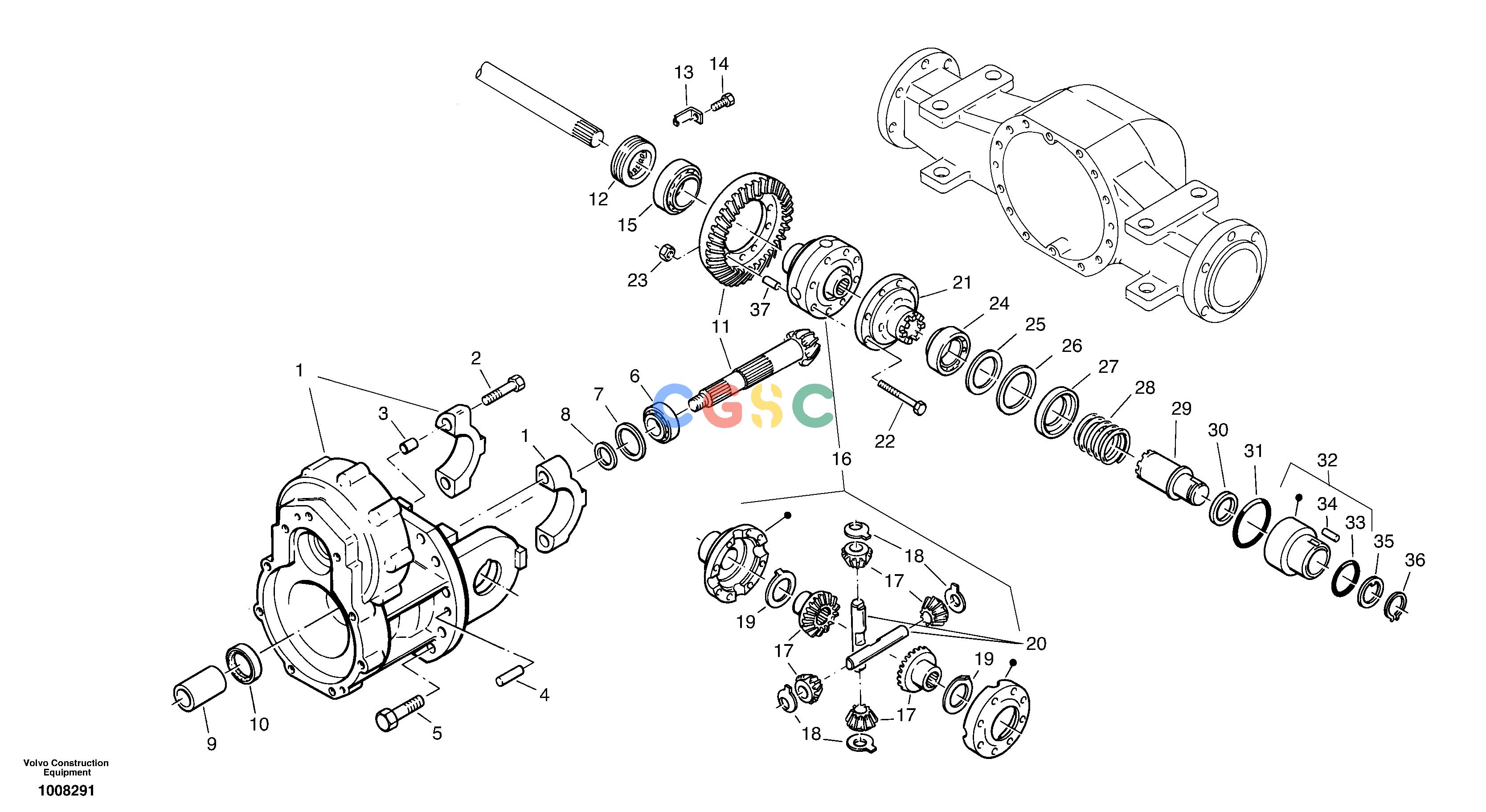 沃尔沃零件查询ZL302C Differential carrier - assy rear axleSER NO 2404001 - NoneNoneNoneAutodata Volvo online