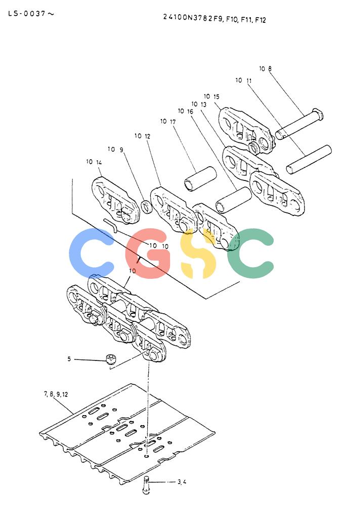 神钢零件查询(K916LC) - EXCAVATOR ASN YS0119 (1/87-12/03) (06-013[01]) - INSTAL, CRAWLER TRACK(SPANNER TYPE) -P/N 24100N3782F1 Kobelco
