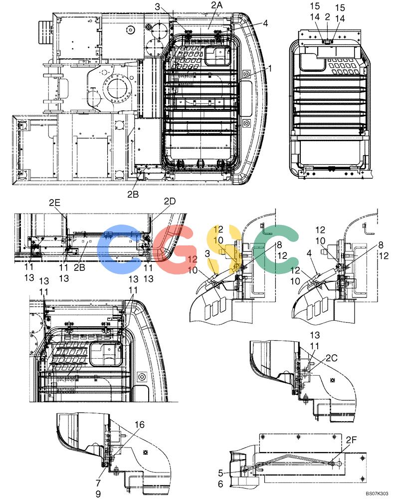 神钢零件查询(SK170-8) - ACERA MARK III EXCAVATOR - TIER 3 (NA) ASN YM04-U1601 - (5/07-12/12) (02-52-01[00]) - GUARD INSTALLATION, (TOP COVER) (YM21C00007F1), FIGURE 1 OF 2 Kobelco