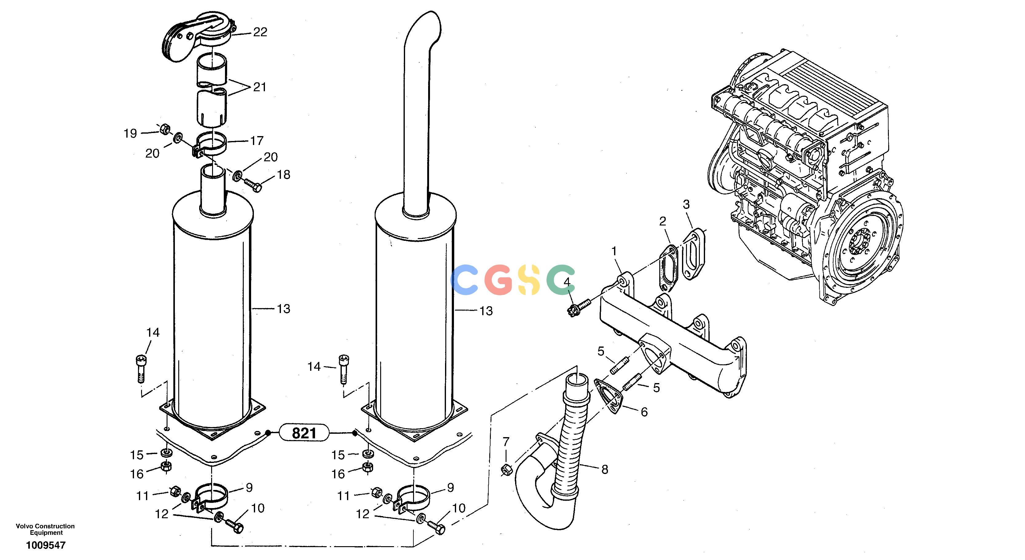 沃尔沃零件查询ZL502C Exhaust systemSER NO 0503001 - NoneNoneNoneAutodata Volvo online