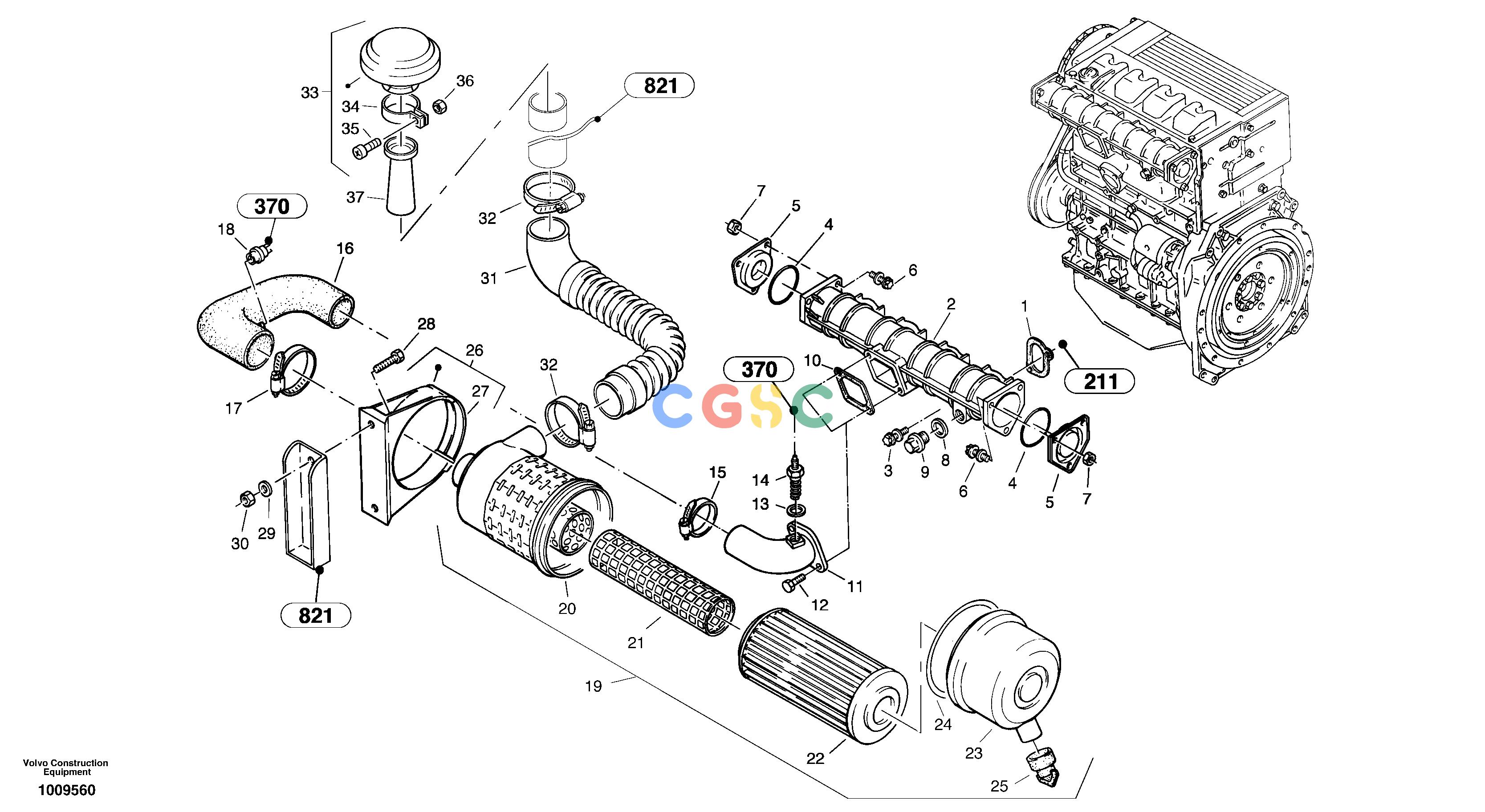 沃尔沃零件查询ZL502C Suction system, filterSER NO 0503001 - NoneNoneNoneAutodata Volvo online
