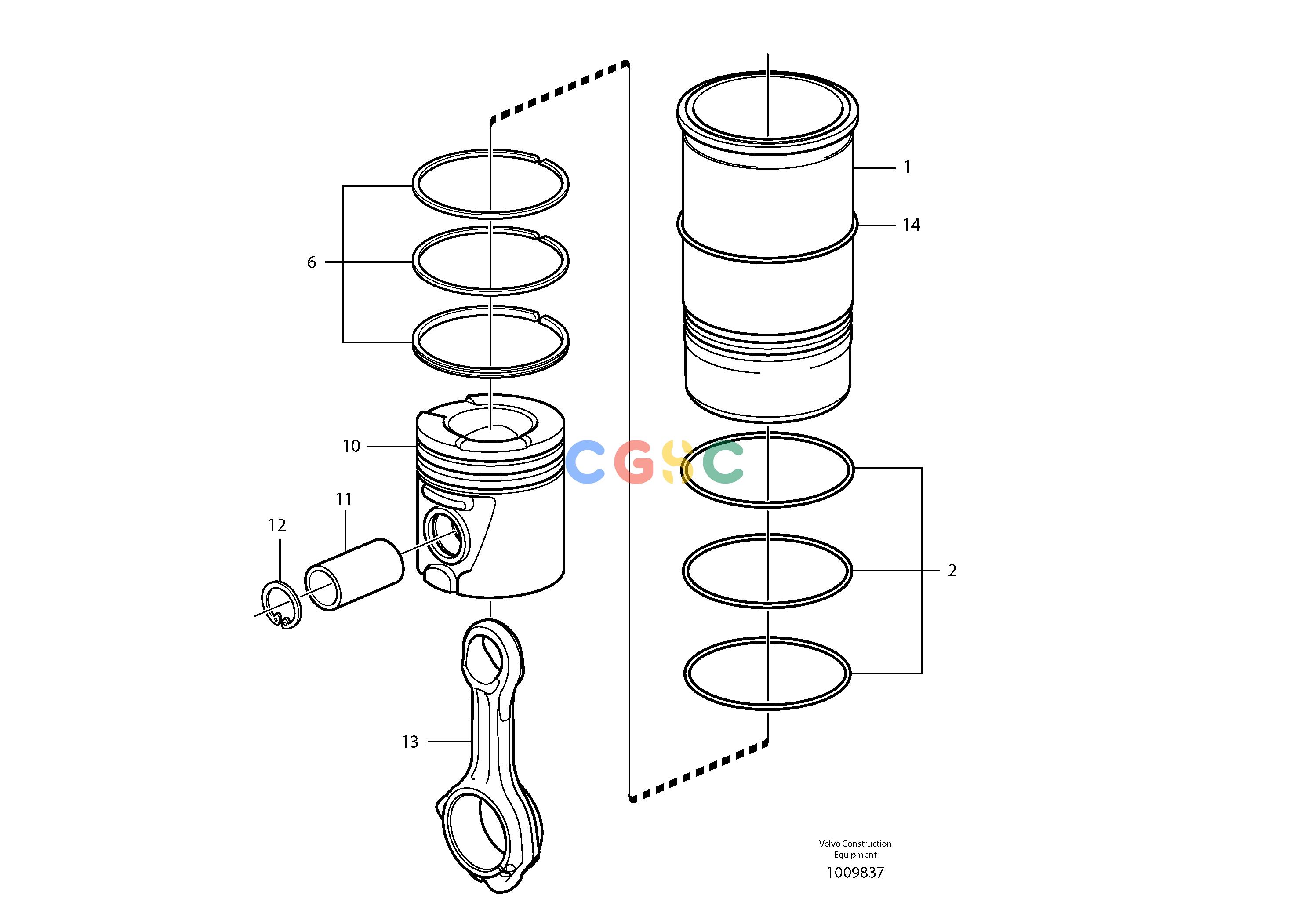 沃尔沃零件查询L150E Cylinder liner and pistonS/N 8001 - 9455 NoneNoneNoneAutodata Volvo online