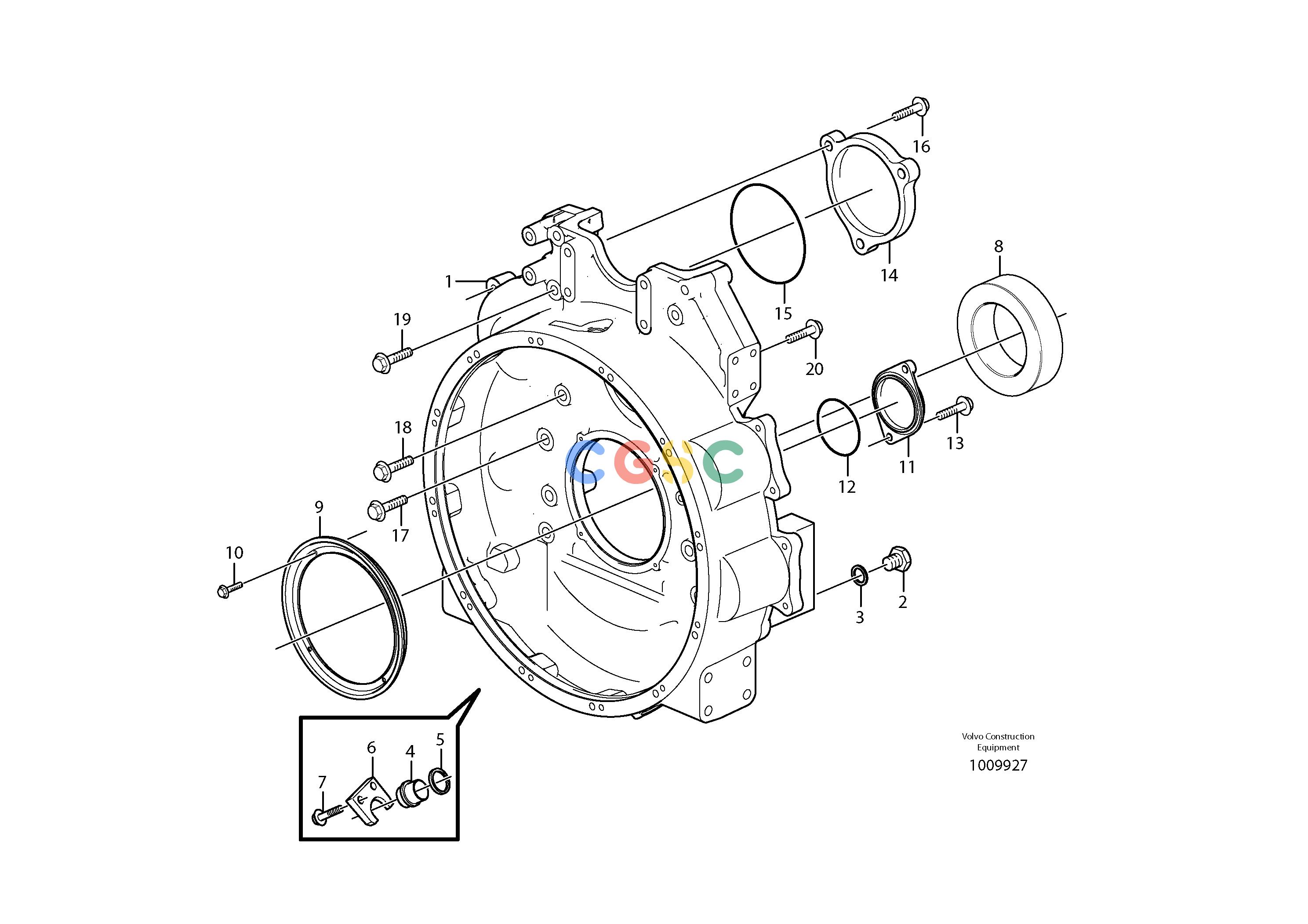 沃尔沃零件查询L150E Flywheel housingS/N 8001 - 9455 NoneNoneNoneAutodata Volvo online