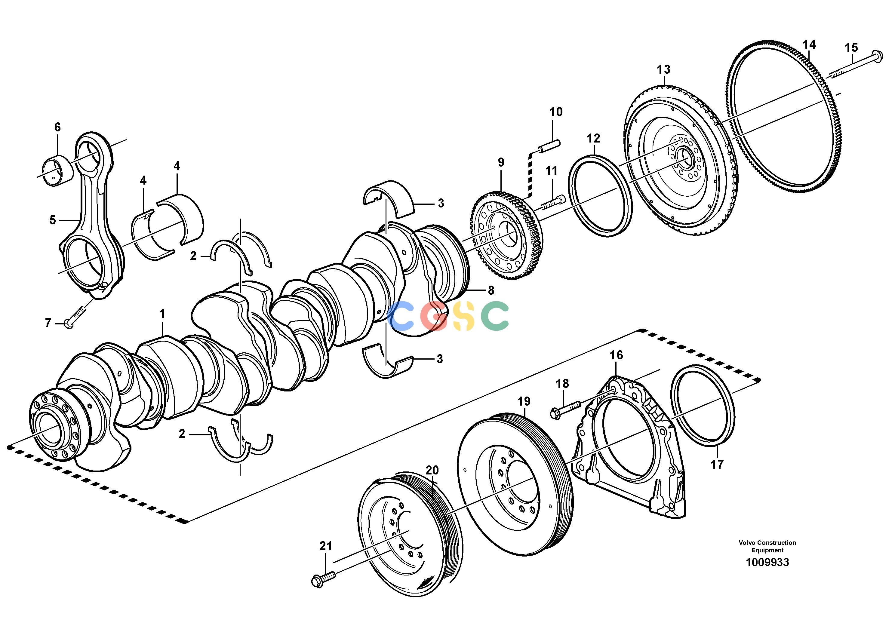 沃尔沃零件查询L150E Crankshaft and related partsS/N 8001 - 9455 NoneNoneNoneAutodata Volvo online
